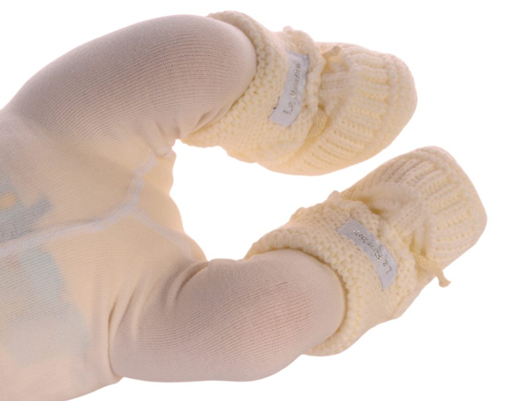 La Bortini Füßlinge Baby Strickschuhe Socken Stricksocken Erstlingssocken Babysocken lang, weich, neutral, in Beige, 50 56 62 68 74
