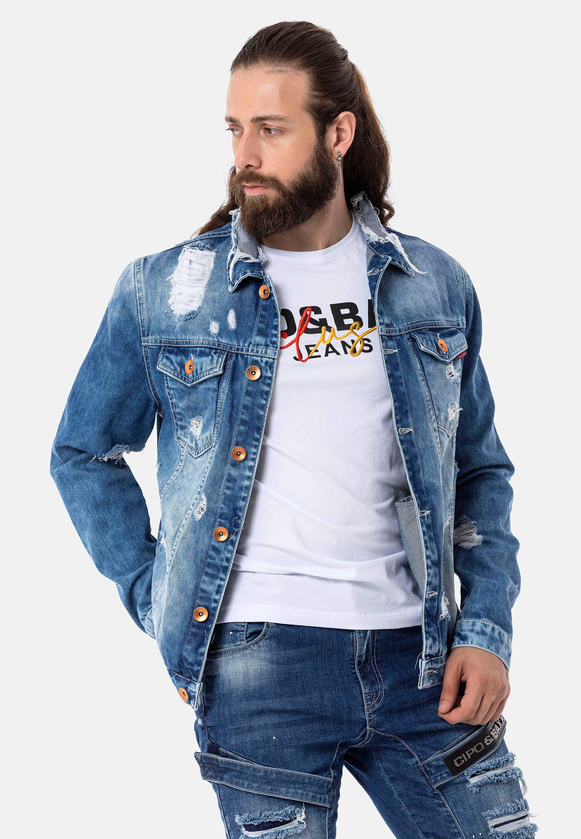 Destroyed-Elementen Jeansjacke Cipo coolen & Baxx mit