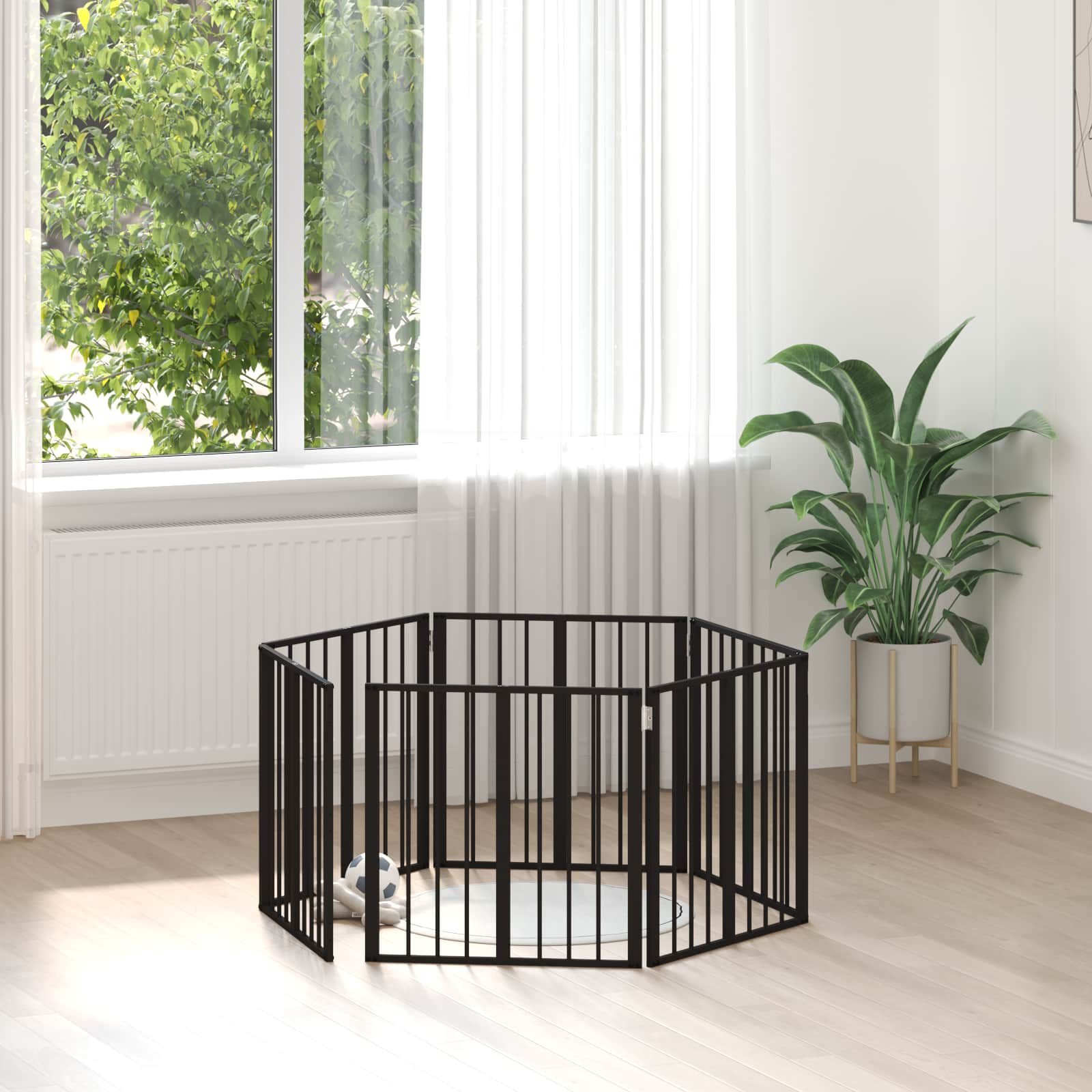 vidaXL Hundezwinger 60 x 60 cm Hunde Absperrgitter Faltbar 6-teiliges Schwarz 60x60 cm Ver