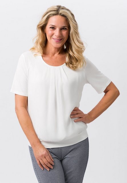 FRANK WALDER Kurzarmbluse - Bluse - Blusenshirt mit modischer Faltenpartie günstig online kaufen