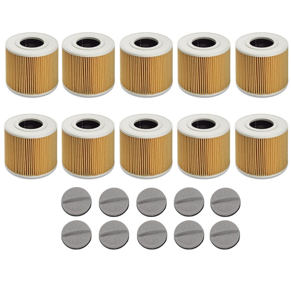 Trade-Shop Patronenfilter inkl. Verschlussschraube 10x passend für Kärcher 6.414-789 6.414-789.0, für Kärcher 1.428-101.0 1.428-106.0, (10-St), Filterpatrone / Staubsaugerfilter / Luftfilter / Filter