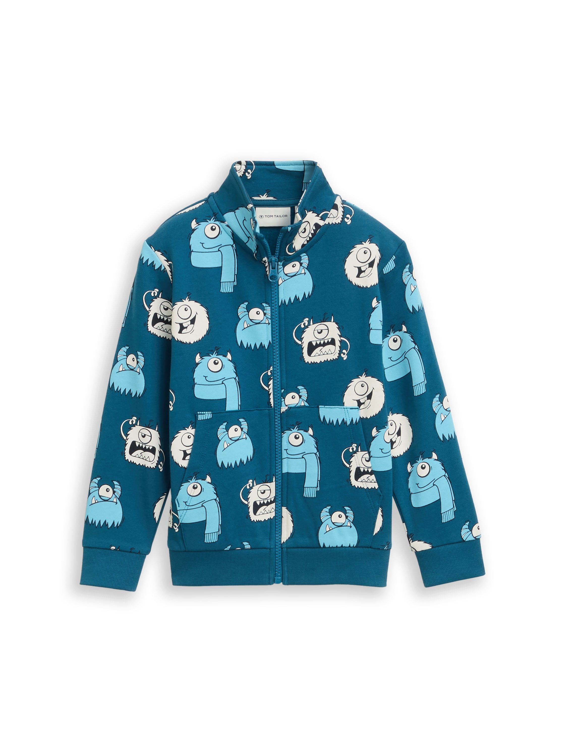 TOM TAILOR Sweatjacke mit Allover-Monster-Print, für Kids