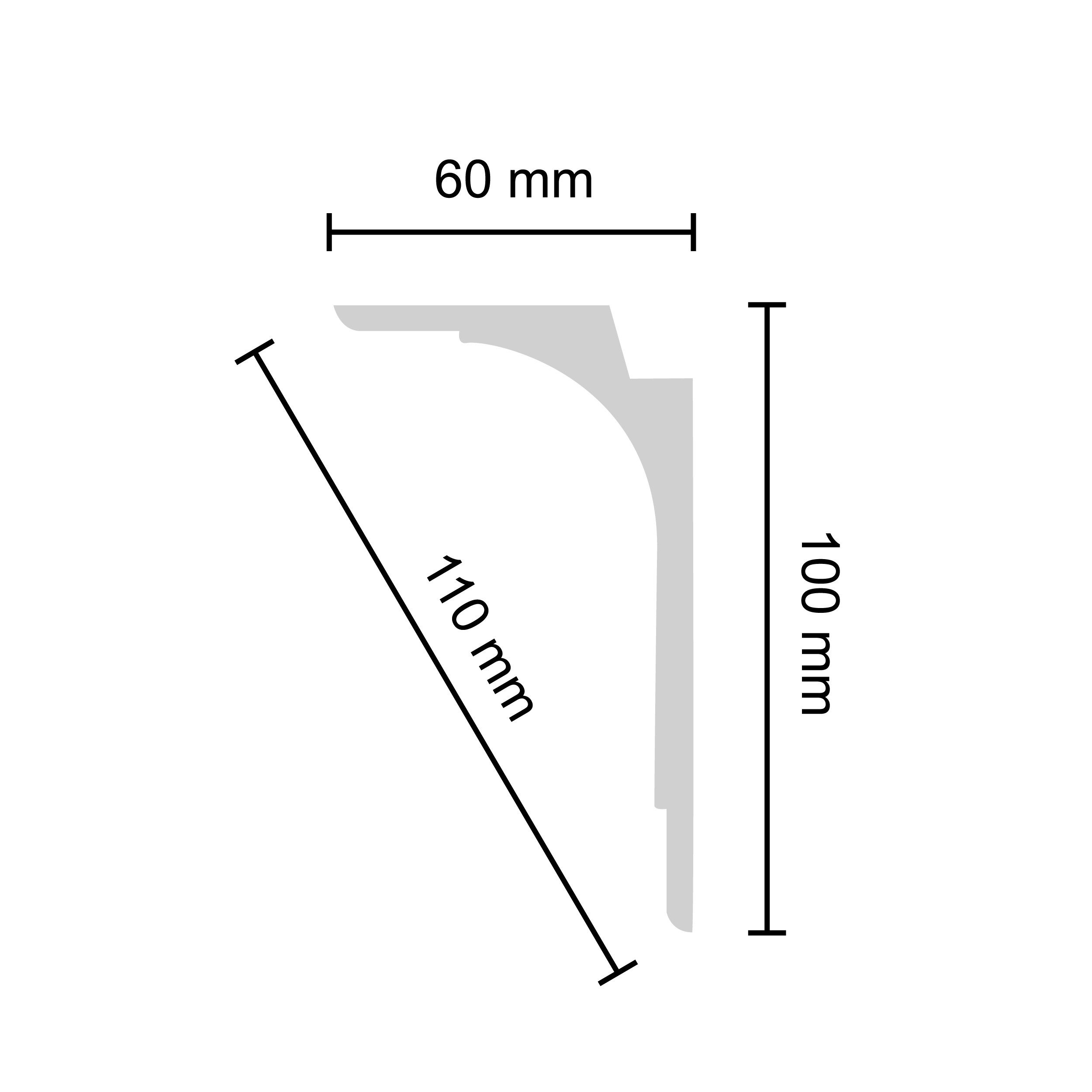 Decosa Zierleiste Decosa Lichtleiste L100 (Saskia), 60 x 100 mm, 2 m - 01 Stück, Kleben, Polystyrol (Styropor)
