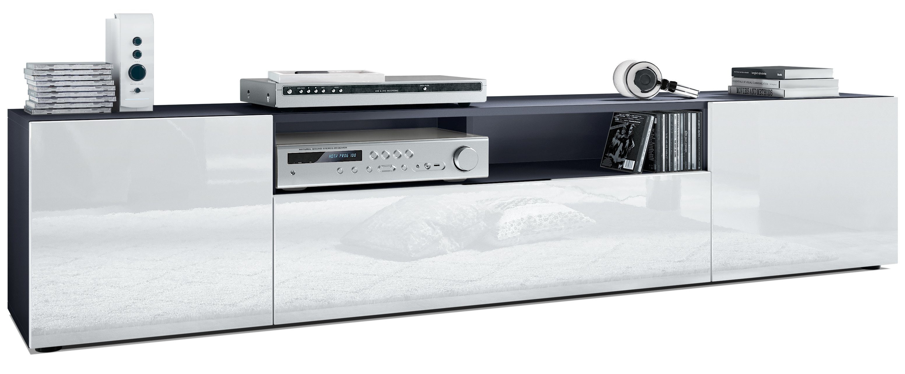 Vladon Lowboard Mogan (TV-Kommode, mit 2 Türen, 1 Klappe und 1 offenes Fach günstig online kaufen