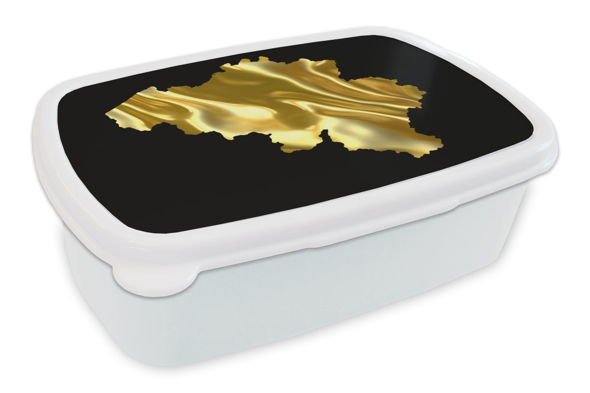 Lunchbox Gold, Belgien Mädchen - Karte Brotbox Erwachsene, - Kunststoff, Jungs weiß MuchoWow und und Brotdose, Kinder (2-tlg), für für