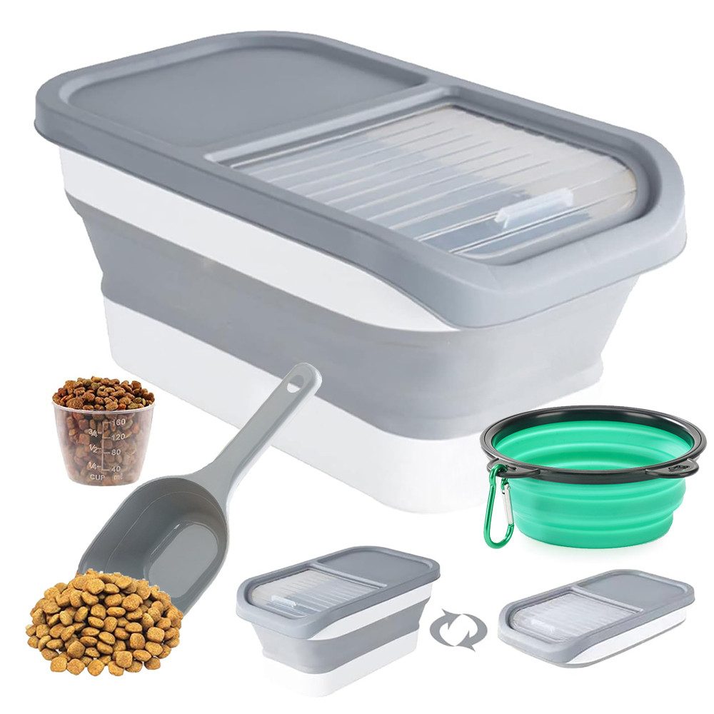 NUODWELL Futterbehälter Hundefutter Aufbewahrung,Faltbare Futterbox mit Dec günstig online kaufen