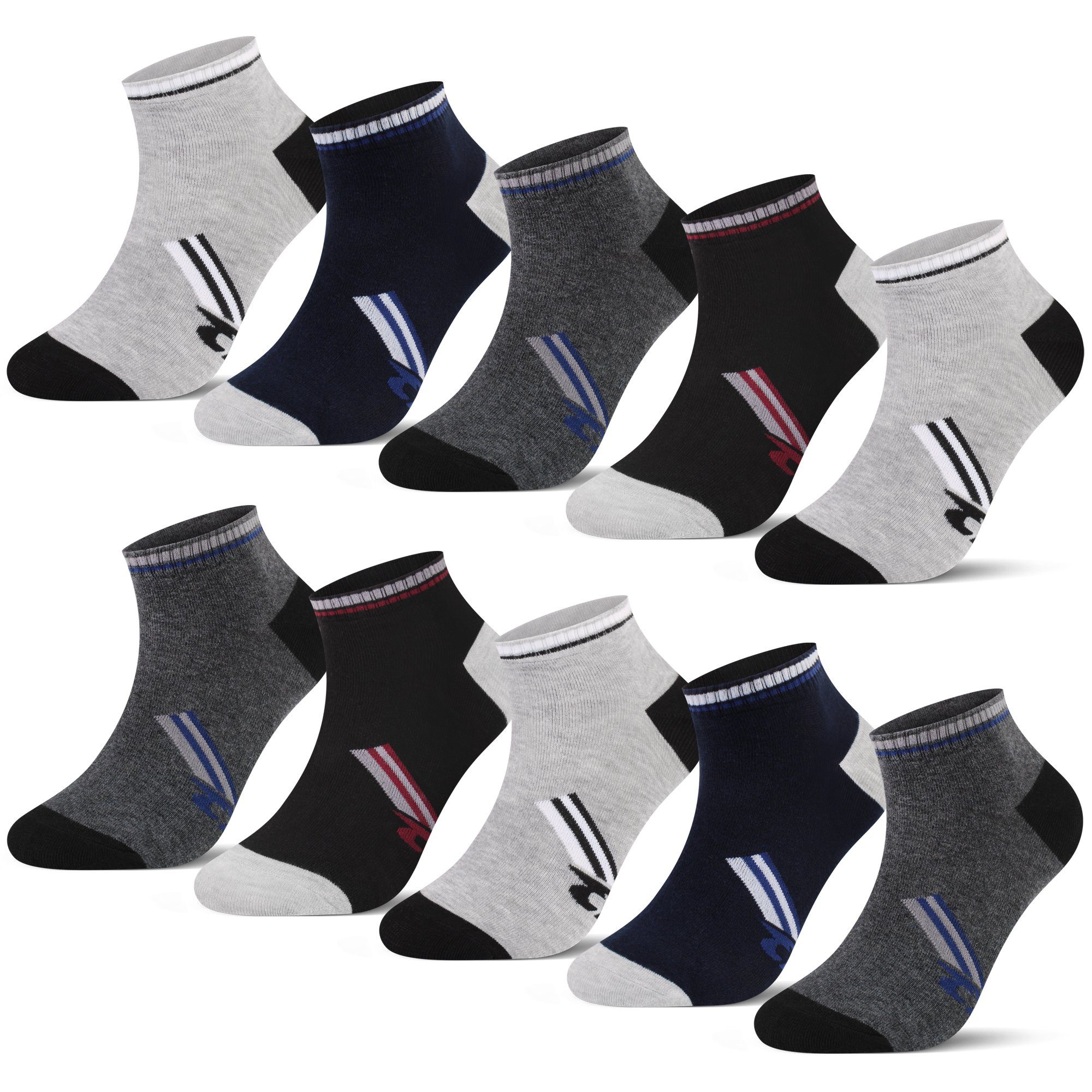 L&K Sneakersocken 92289 (10/12er-Pack) Herren Füßlinge aus Baumwolle in  verschiendenen Motive