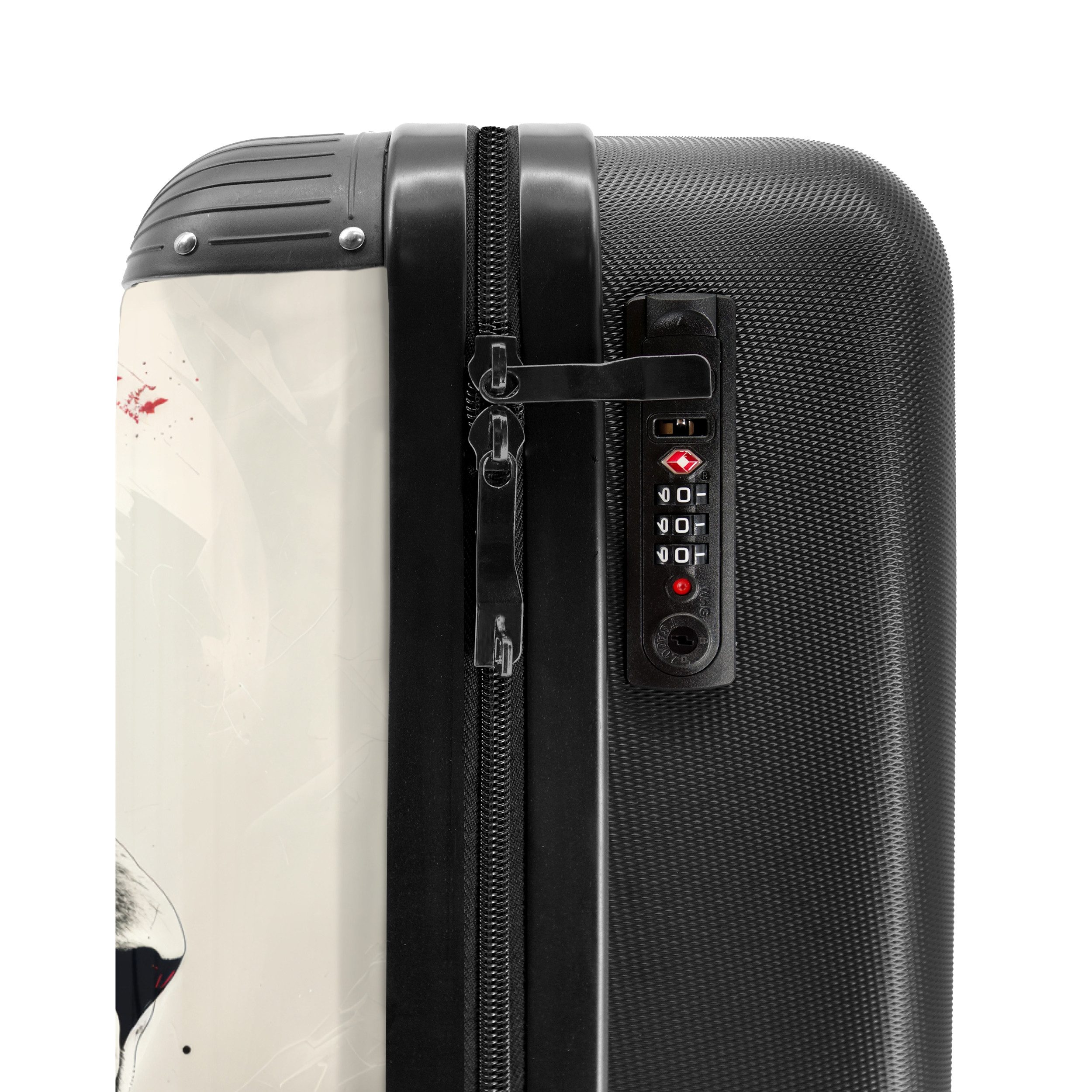 NoBoringSuitcases.com© Hartschalen-Trolley Schwarzer und weißer Löwe mit roter Farbe 55x35x20cm, Reisekoffer mit 4 Rollen, Carry on luggage, Männer – Bild 5 von 5