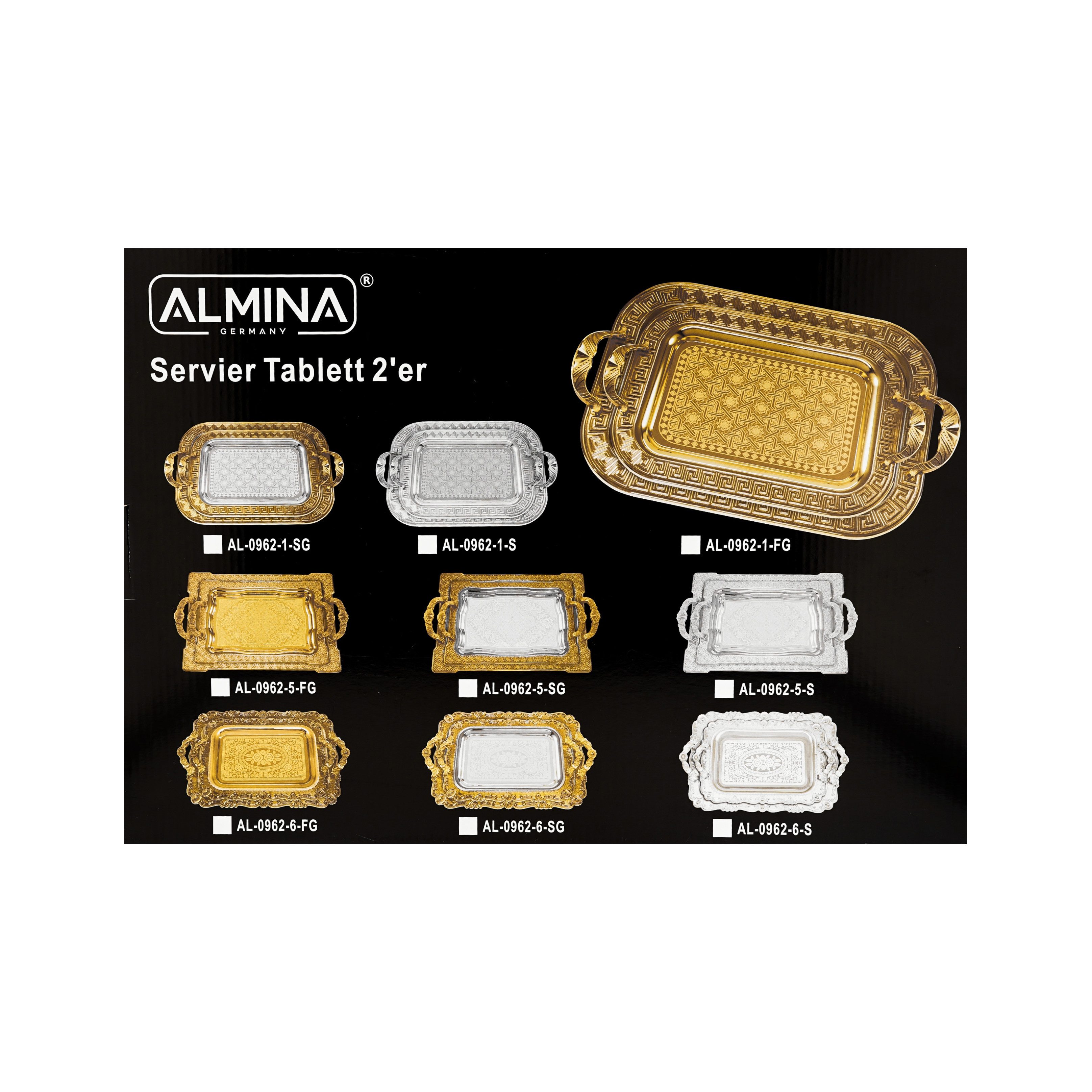 Almina Tablett 2er-Set Serviertabletts aus hochwertigem 18/10 Edelstahl – Bild 5 von 5