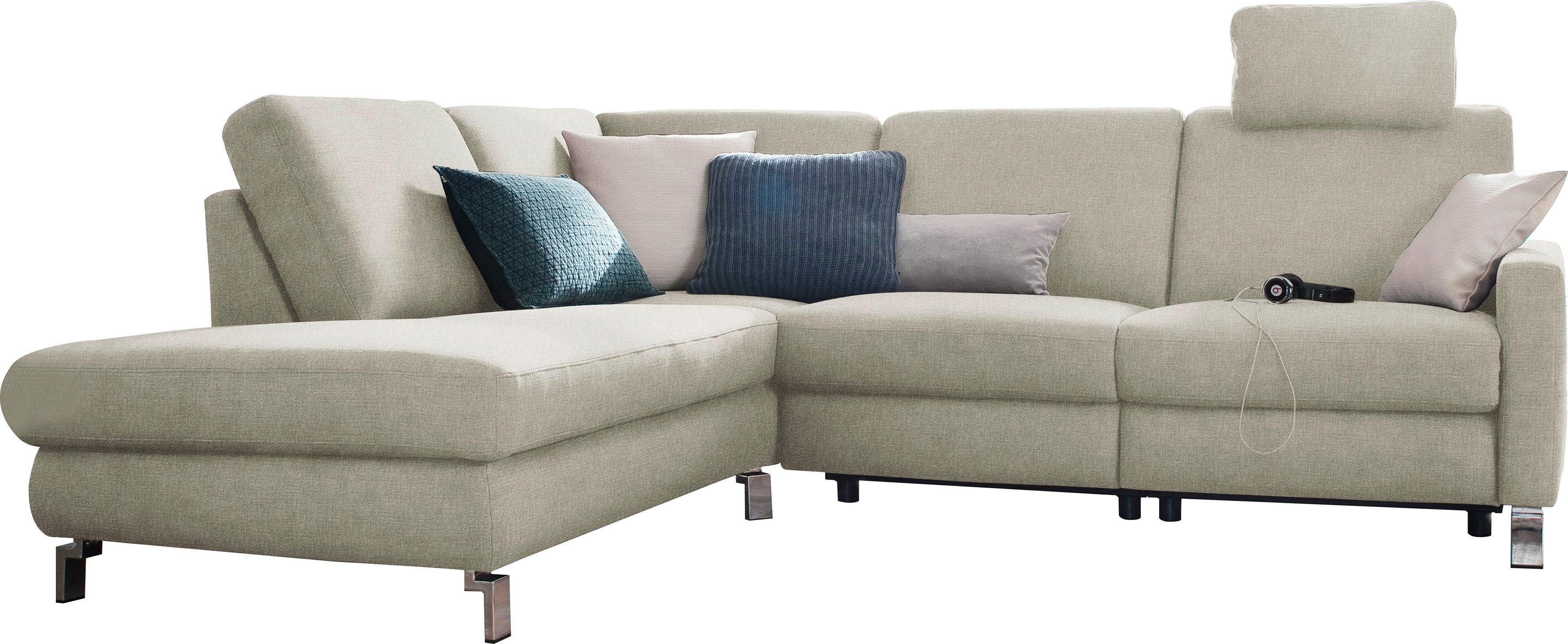3C Candy Ecksofa Mainau modern und elegant, mit gutem Sitzkomfort, L-Form, wahlweise mit elektrischer Relaxfunktion, Federkern