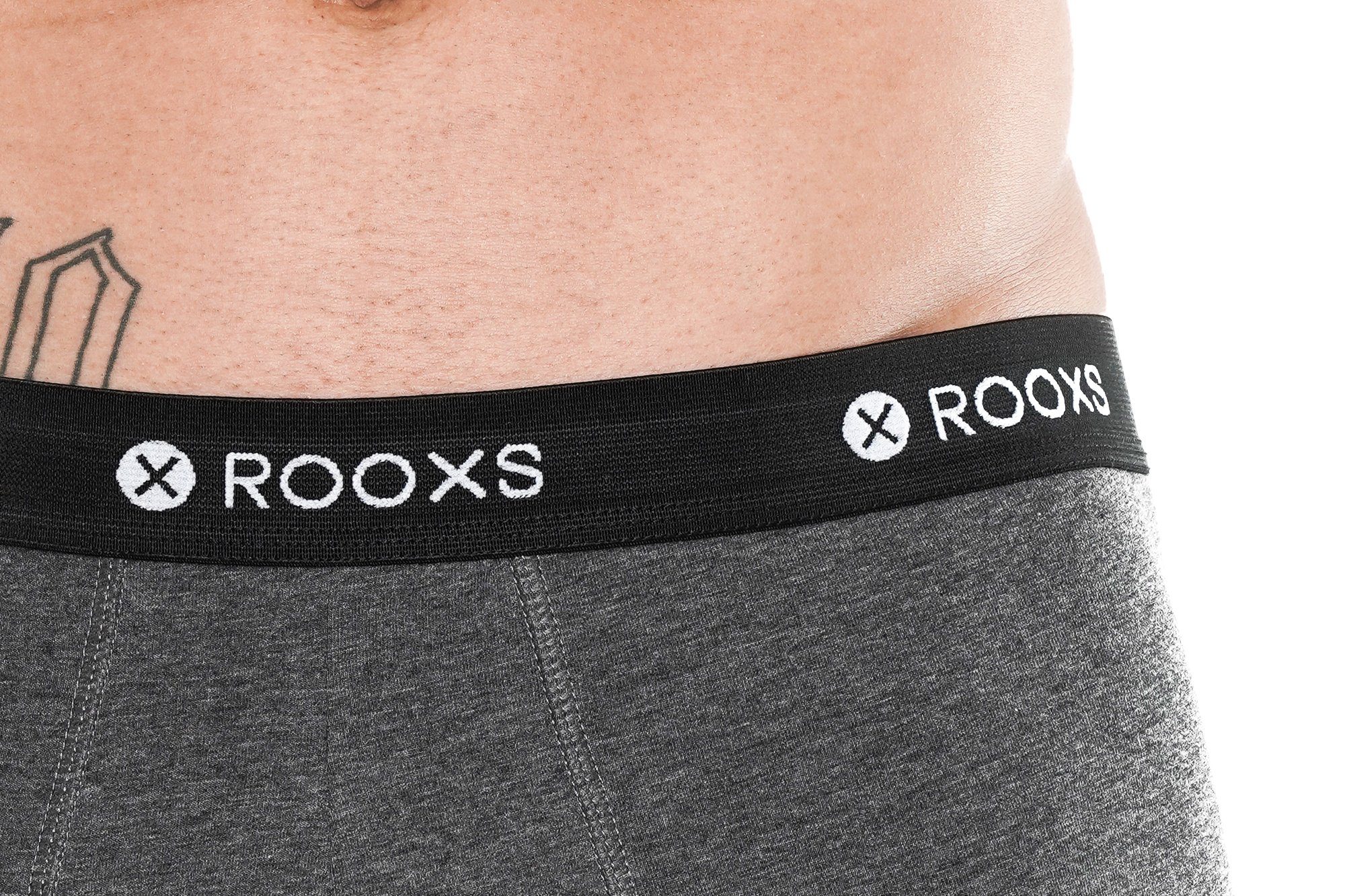 ROOXS Boxershorts Enge Herren Baumwolle (3-St) Männer Grau Unterhosen Retroshorts