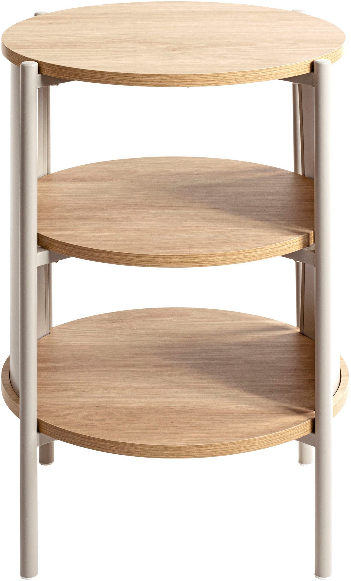 HAKU Beistelltisch Nachtkonsole, Sofatisch, Wohnzimmertisch (1-St), rund - aus MDF Braun - Ø/H 44/60 cm – Bild 5 von 5