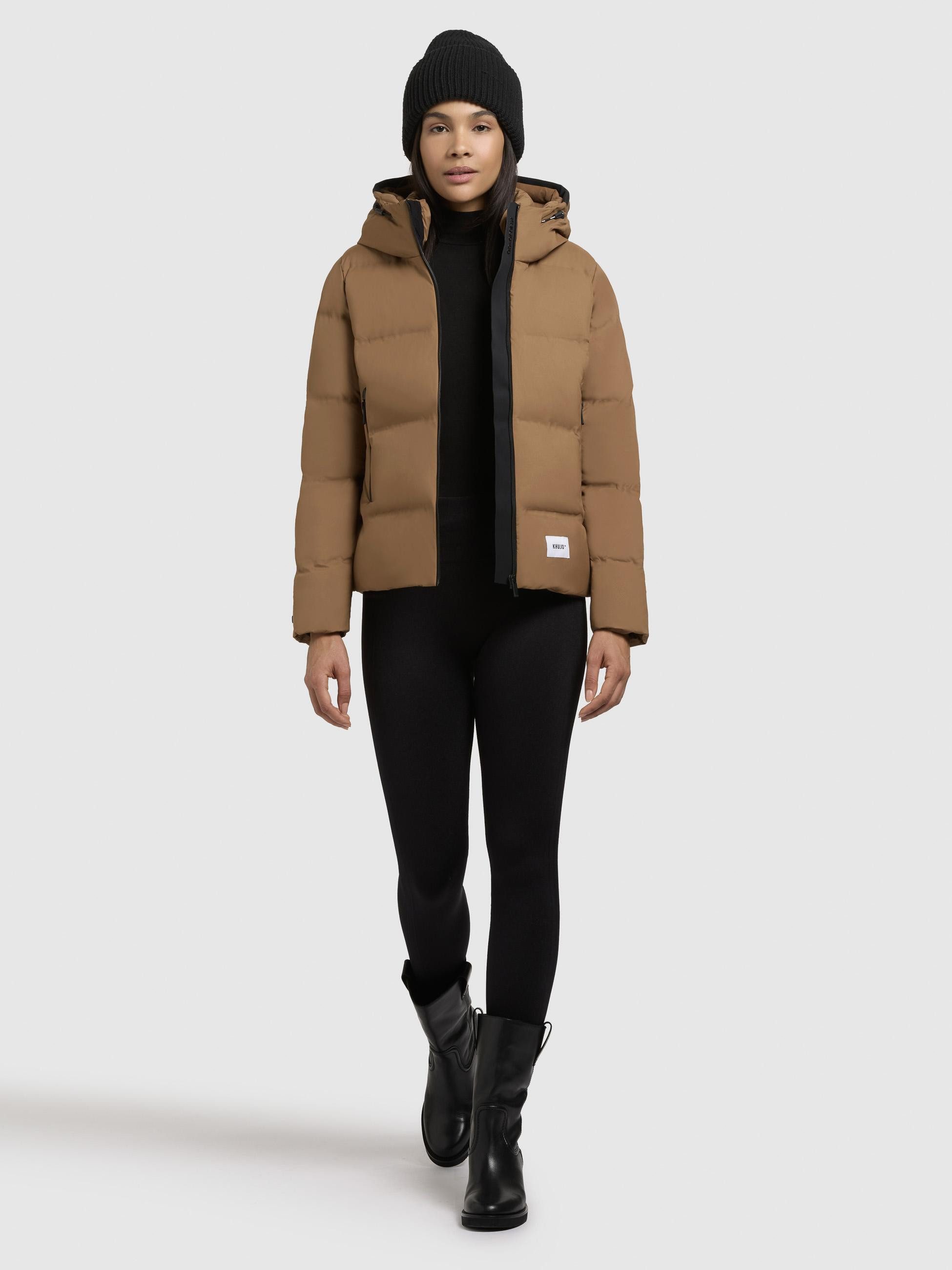 khujo Winterjacke Liev-YM Warme gesteppte Damen Kapuzenjacke