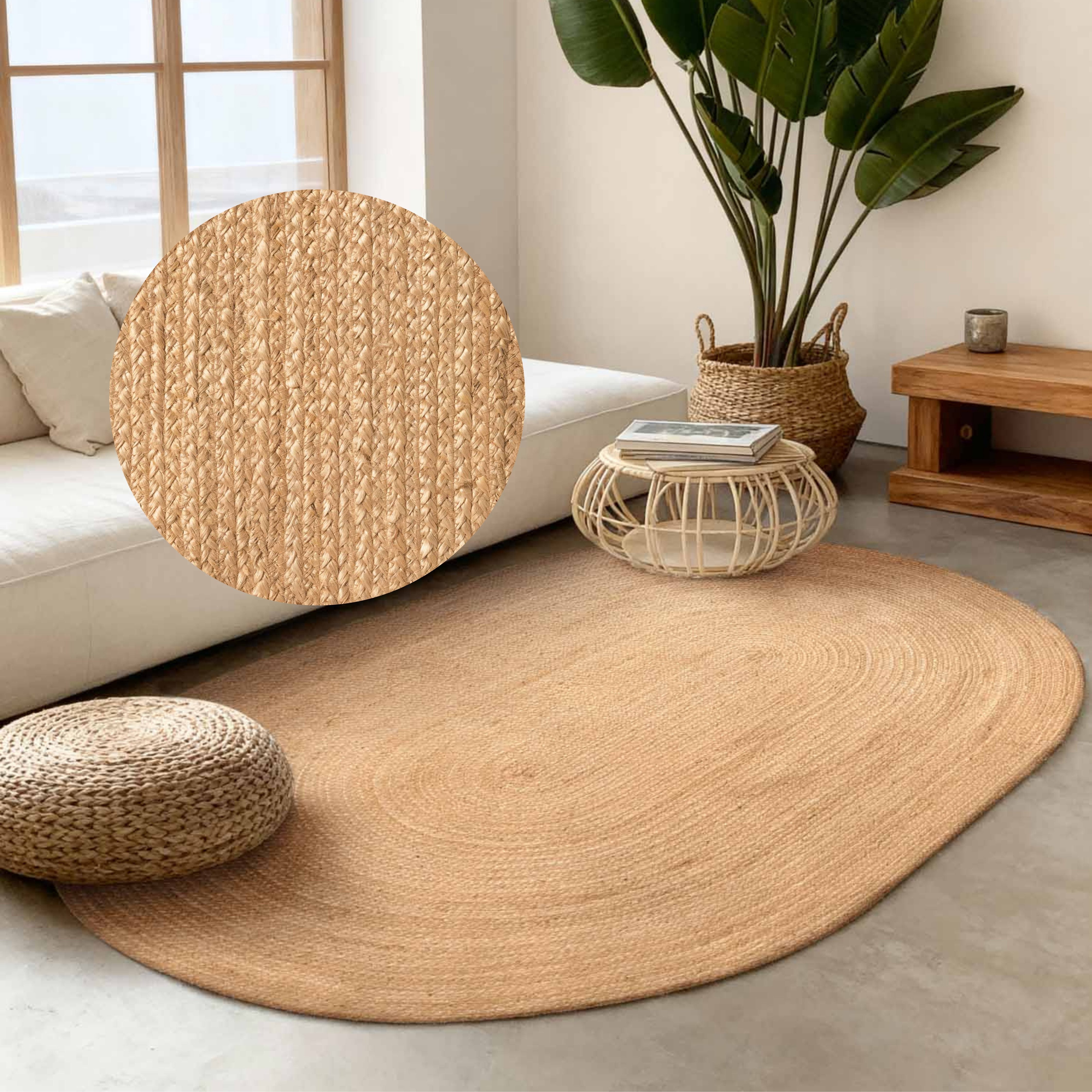 HANSE Home Teppich Rangpur Juteteppich, in rund und oval, oval, Höhe: 10 mm, handgewebt, 100% Jute, Natur, Wohnzimmer, Flur, Boho, Skandi