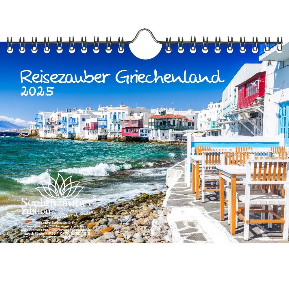 Seelenzauber Wandkalender Reisezauber Griechen DIN A5 Kalender für 2025 Griechen Athen Meer