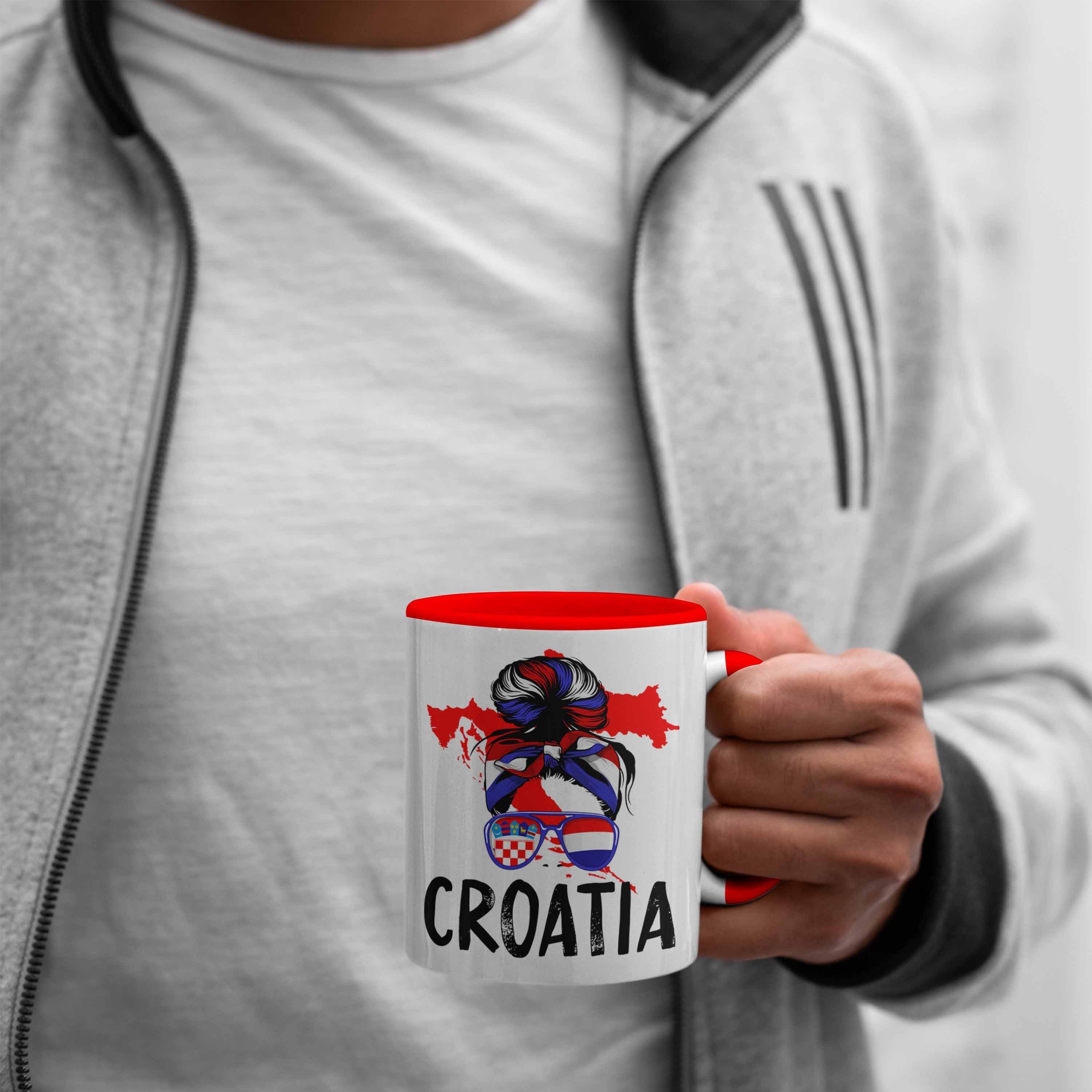 für Croatia Kroatien Rot Geschenkide Geschenk Tasse Trendation Heimat Kroatische Tasse Frau