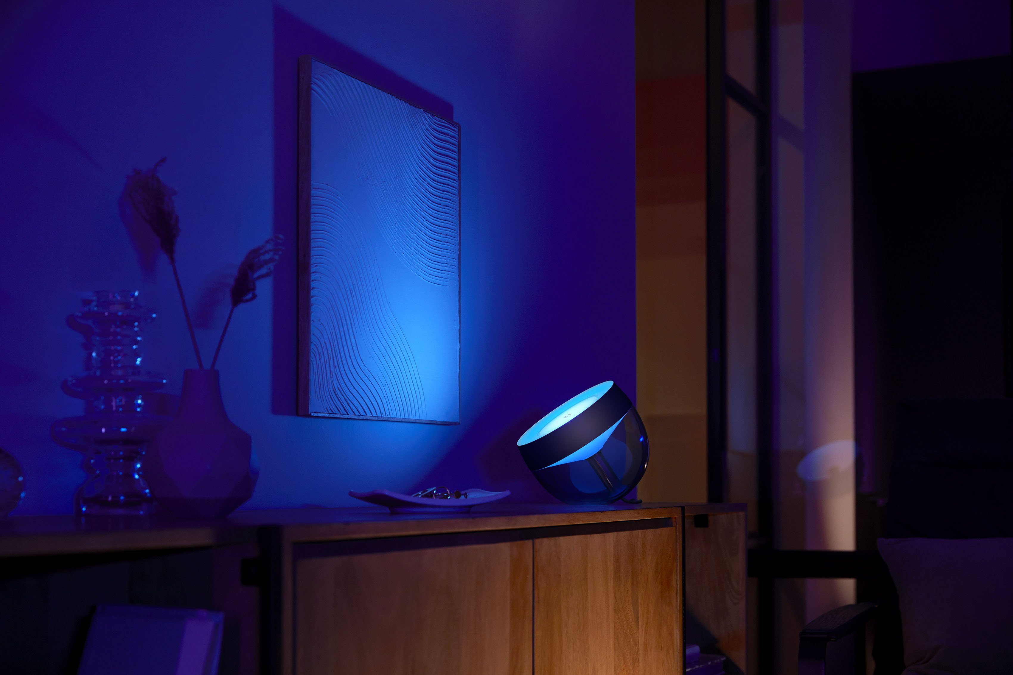 & Plug Iris, mit LED oder Farbwechsler, integriert, Hue Tischleuchte Sprache, Bridge LED Philips Hue fest Play-Lampe, App Steuerung