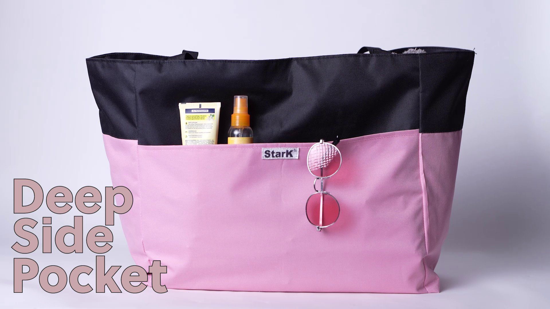 StarK Leicht - Wasserabweisend, 50 Reißverschluss zu mit mit verschließbarem Rosa Sandfrei, Liter Badetasche Badetasche Faltbare Reinigen Bag), Innenfach (Wasserabweisende - Beach XL-Strandtasche