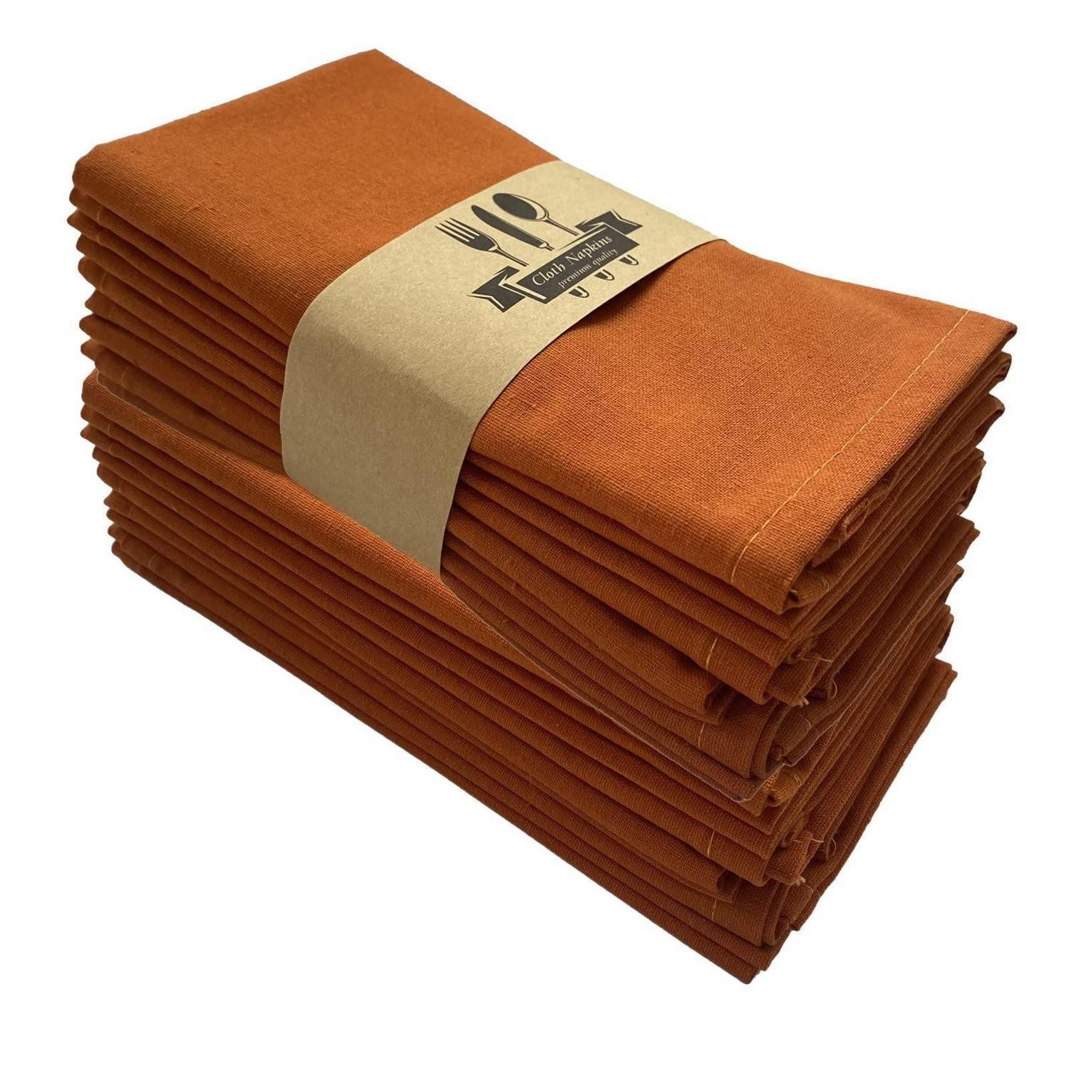 LuxusKollektion Stoffserviette Stoffservietten Leinen Orange 40x40cm 4er Set, (4 St)