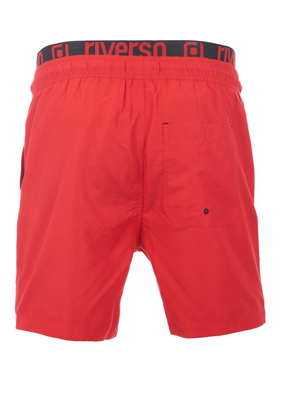 Herren Fit Badehose Regular Sportshorts RIVBobby Cherry (1-St) Badeshorts Kordelzug mit Red-Black riverso