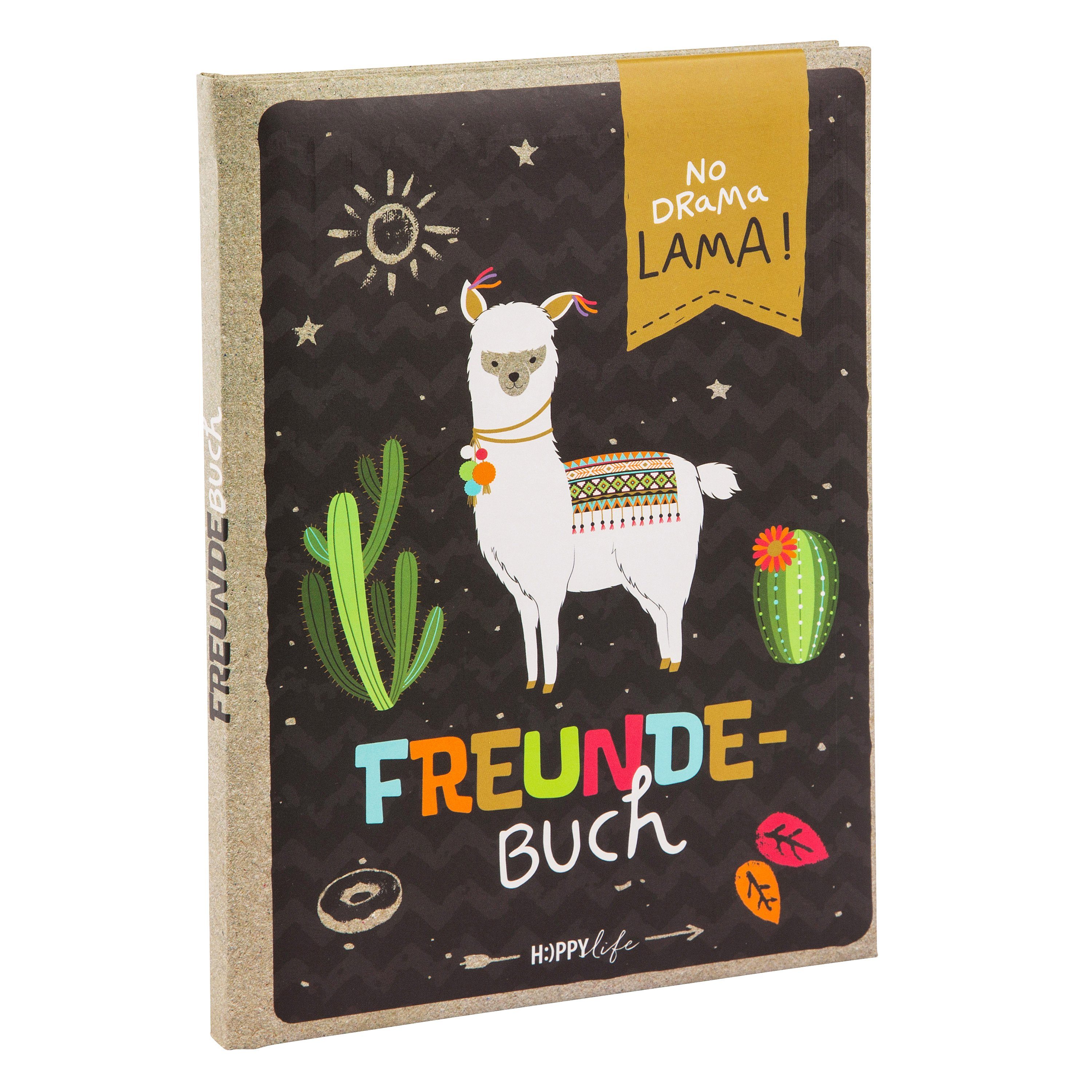 Notizbuch Goldbuch Freundebuch A5 HAPPYlife Lama