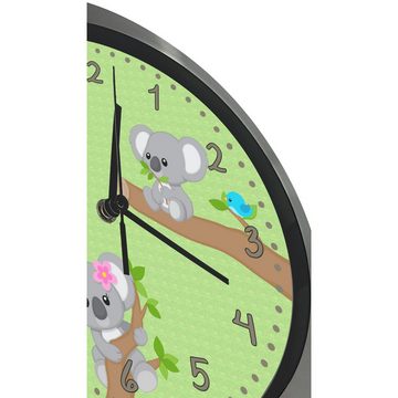 CreaDesign Funkwanduhr Funkuhr, Kinder Wanduhr, Kinderuhr, Kinderzimmer Koala Bär grün (geräuscharmes Uhrwerk)