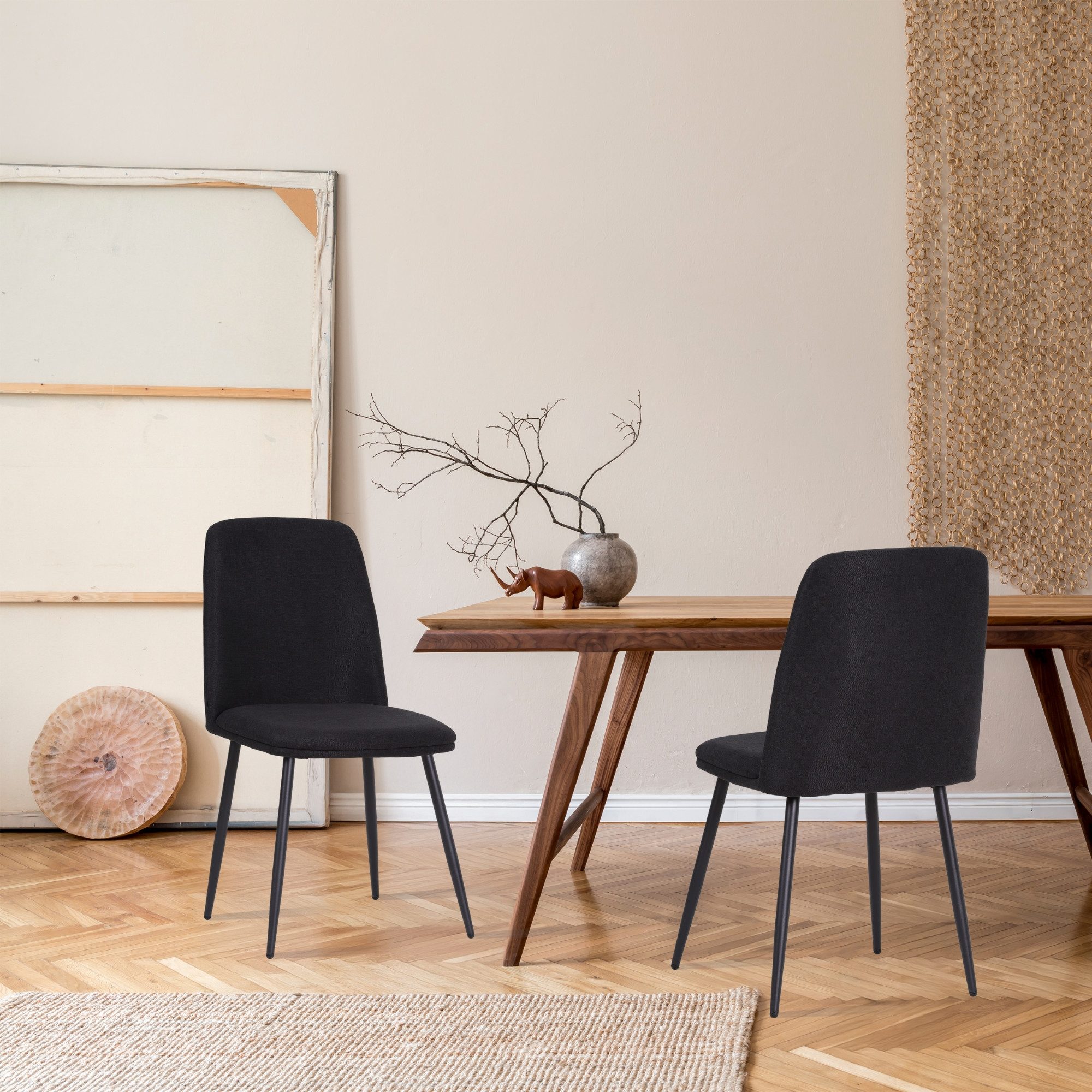 Albatros International Esszimmerstuhl BONO Strukturstoffstuhl Schwarz– 2er- günstig online kaufen