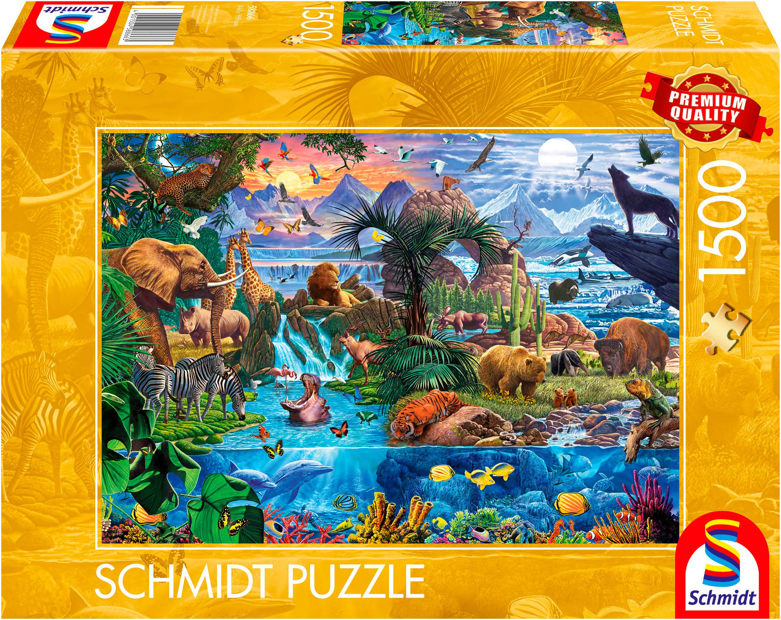 Schmidt Spiele Puzzle Panorama der Tierwelt, 1500 Puzzleteile, Made in Euro günstig online kaufen