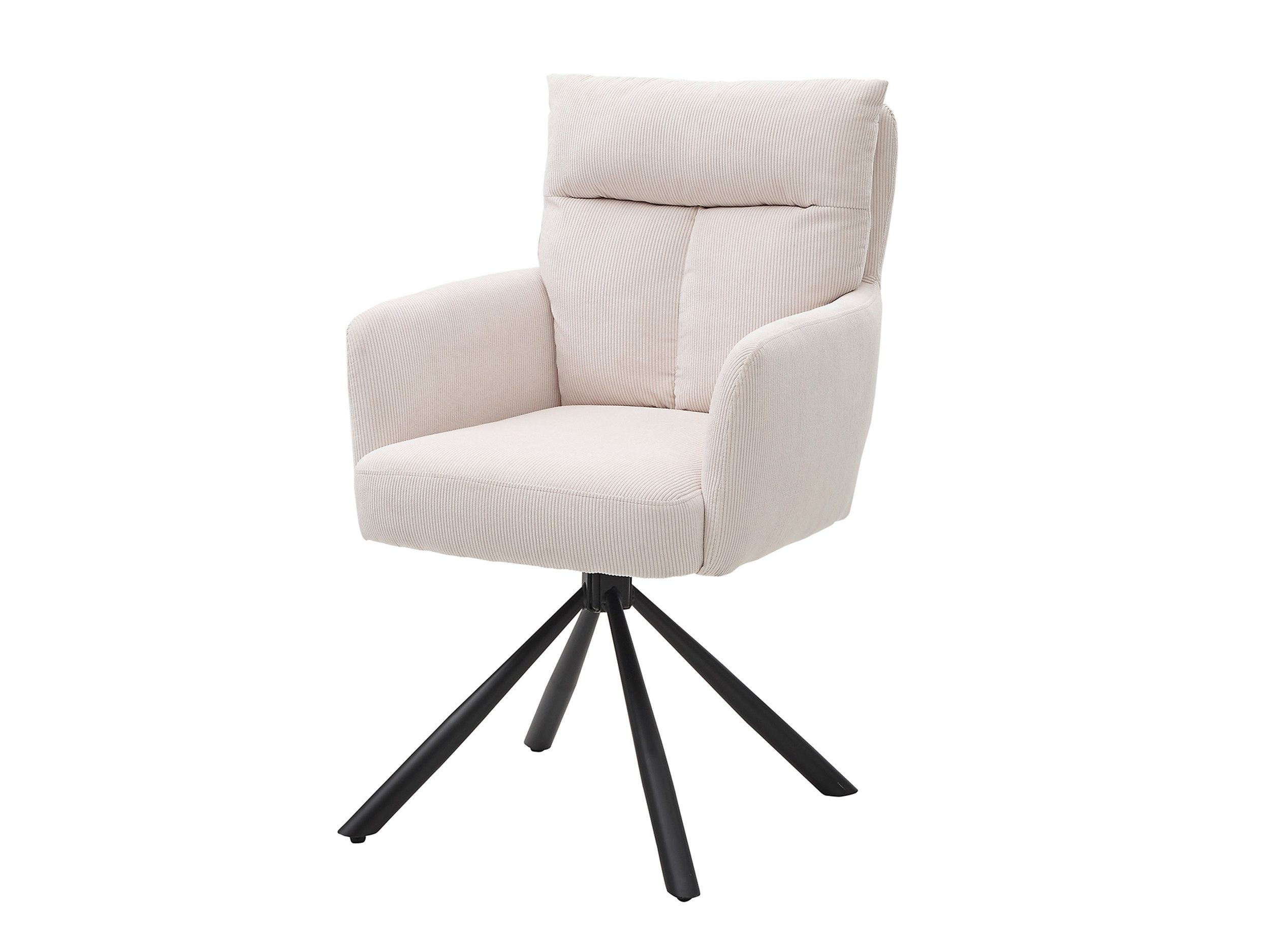 Massivart® Polsterstuhl drehbar, Esszimmerstuhl mit Armlehne, Cord »SOFIA«, Federkern · 180 Grad drehbar · Nivellierung · Metallgestell schwarz
