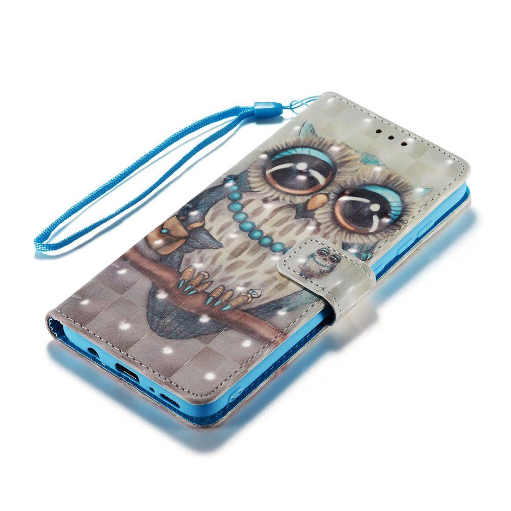 FITSU Handyhülle Handytasche für Samsung Galaxy A70 Hülle Eulen Motiv 6,7 Zoll, Flipcase für Samsung A70 Handyhülle, Handytasche mit Kartenfach