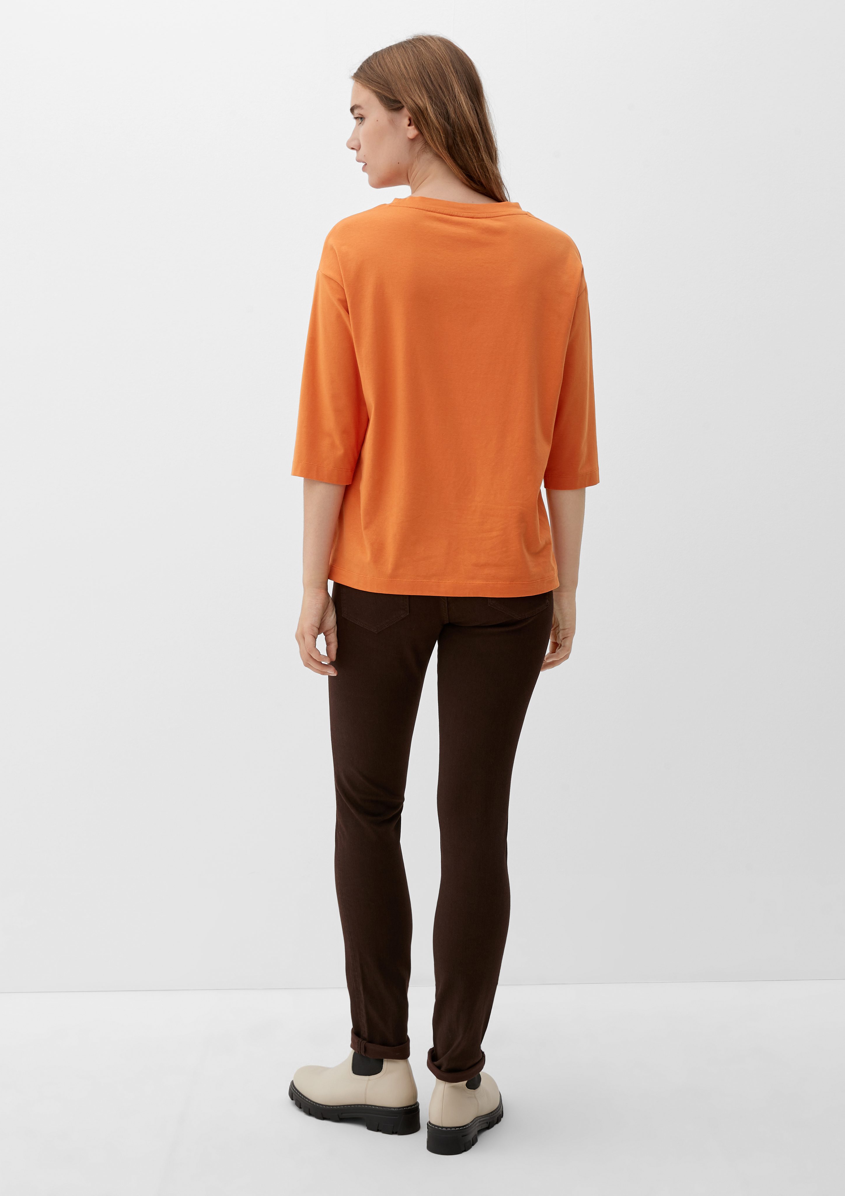 s.Oliver T-Shirt 3/4-Arm-Shirt Brusttasche mit orange
