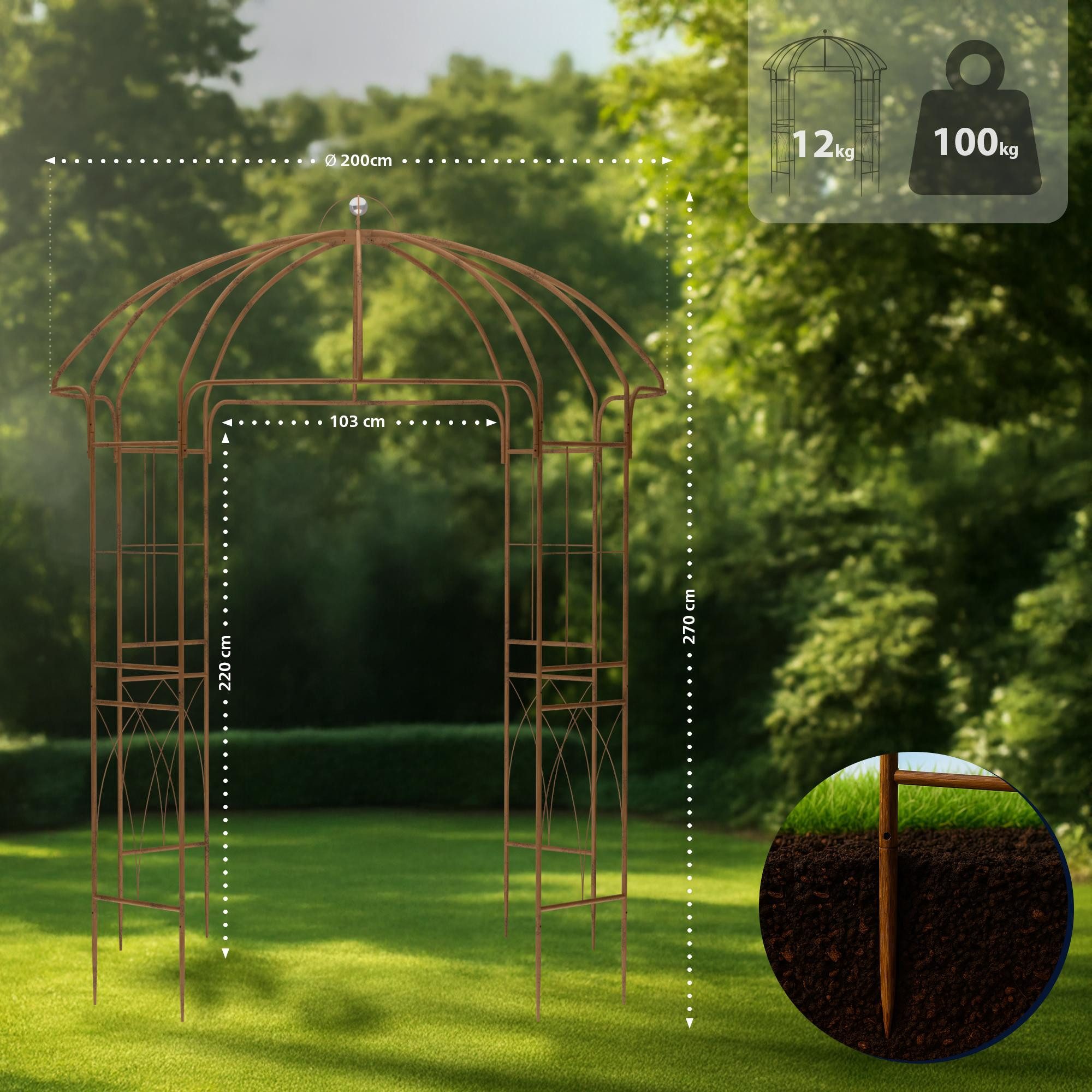 CLP Rosenbogen Pavillon Keira, wetterfester Gartenpavillon, Metall-Rosenbog günstig online kaufen