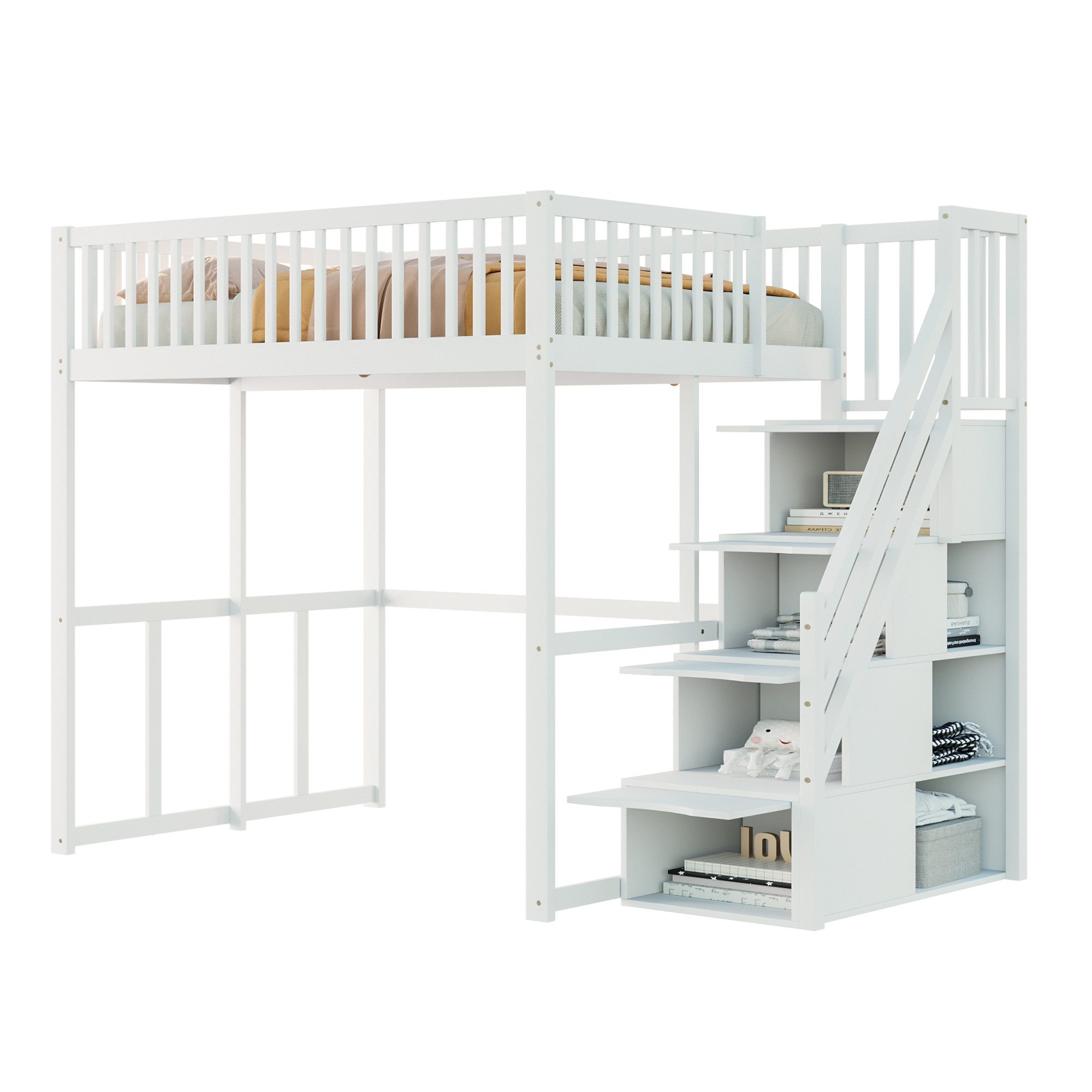 OKWISH Kinderbett Stauraumbett mit großem Kleiderschrank günstig online kaufen