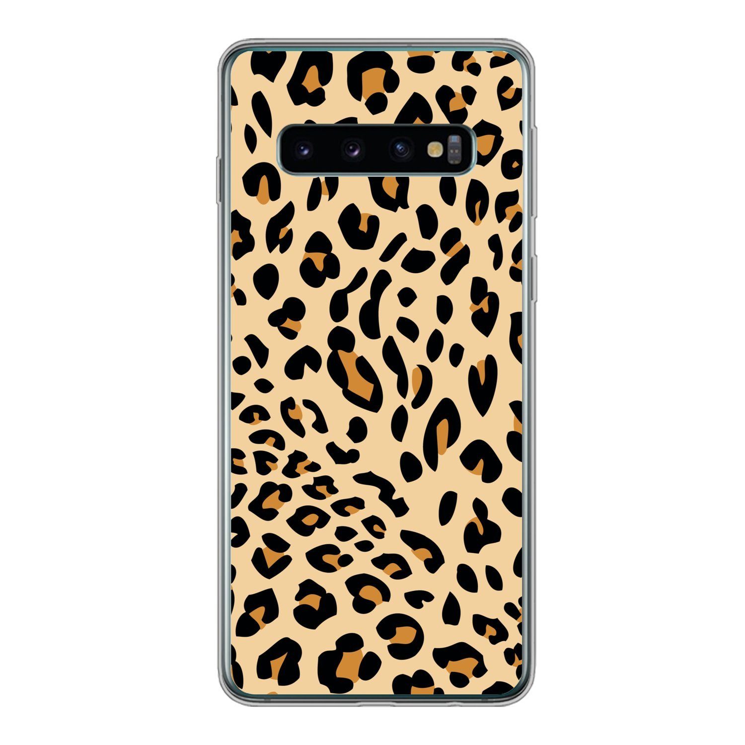 MuchoWow Handyhülle für Samsung Galaxy S10 Tiermuster - Panther - Leopard, Phone Case, Silikon, Schutzhülle Dünn