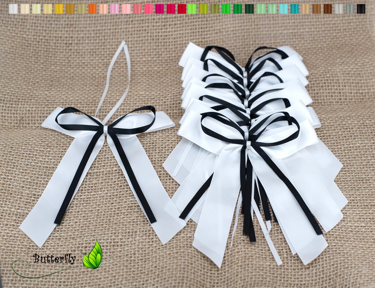 Creativery Geschenkband, Autoschleifen Hochzeit 11x16cm 10 Stück Schwarz