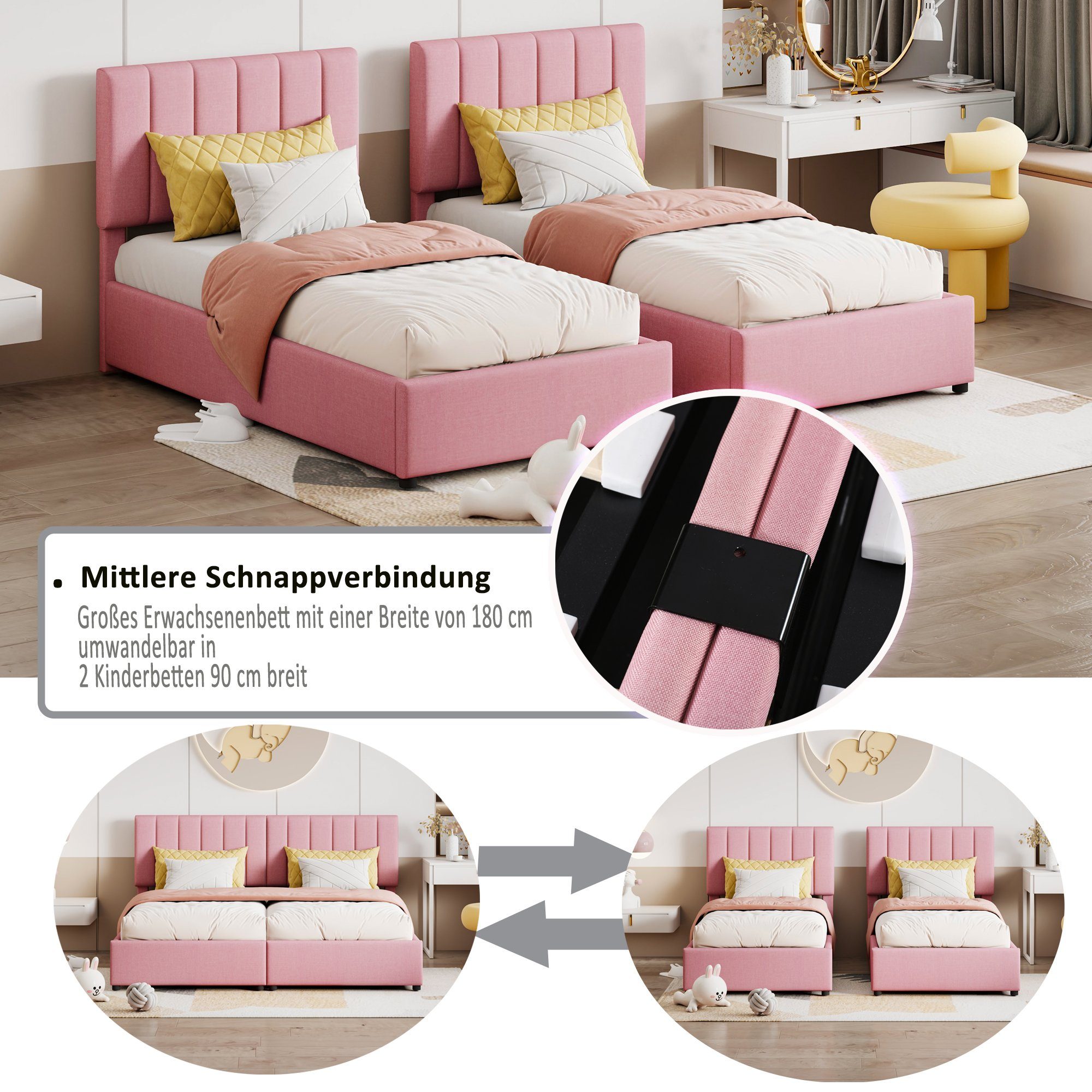 OKWISH Polsterbett Kinderbett, hydraulisches Stauraumbett (180x200 günstig online kaufen