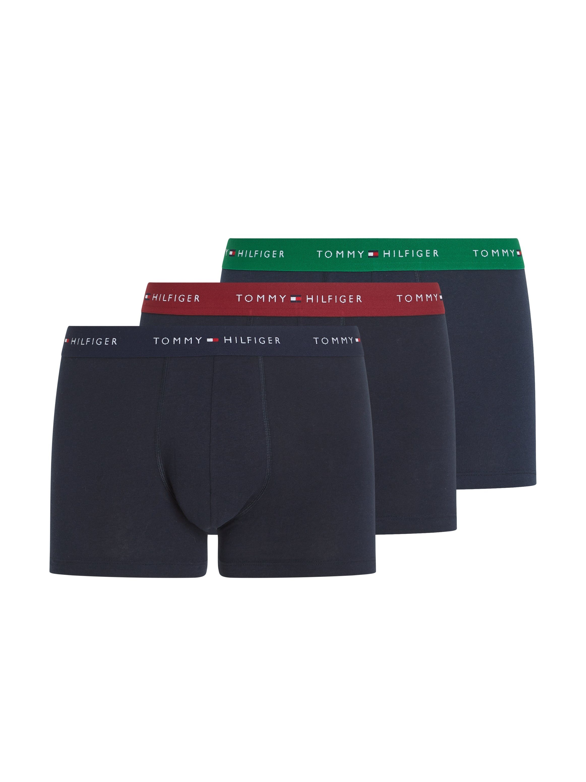 Tommy Hilfiger Underwear Trunk 3P WB TRUNK (Packung, 3-St., 3er-Pack) mit Logo-Elastikbund rouge/nouveau green/desert sky
