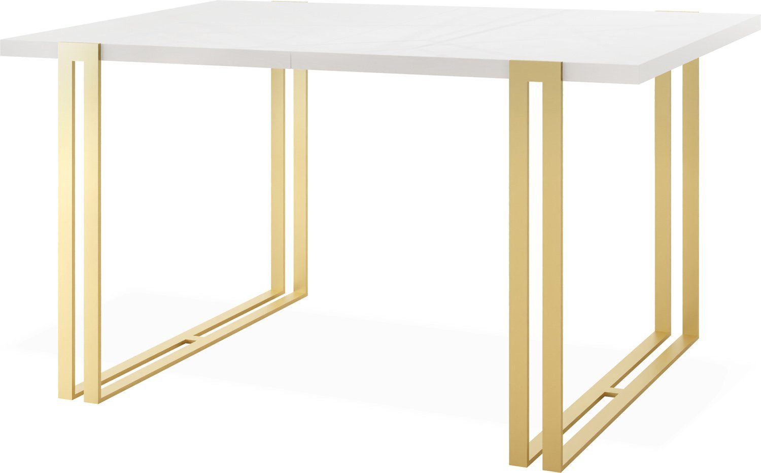 WFL GROUP Esstisch Marco Gold, Glamour Ausziehbar Tisch im Loft-Stil mit Metallbeinen Weiß