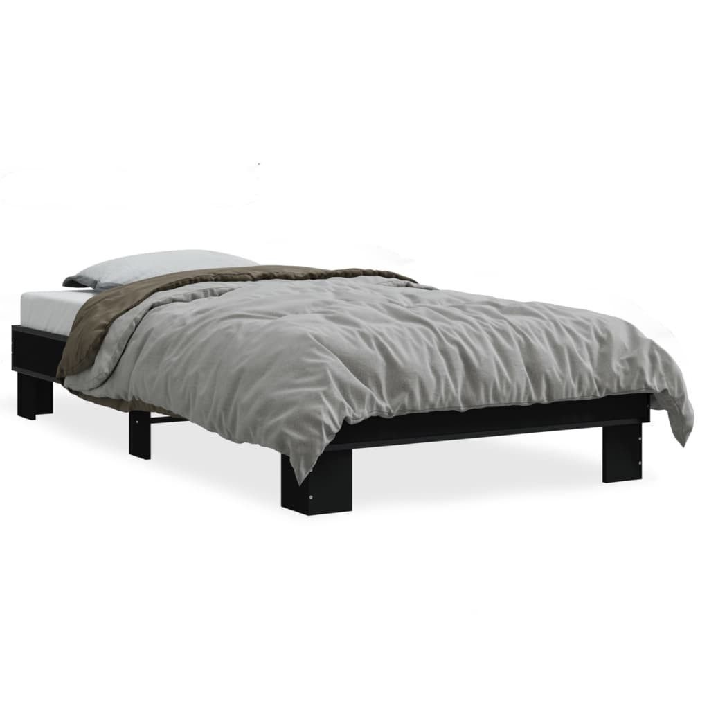 vidaXL Bett Bettgestell Schwarz 75x190 cm Holzwerkstoff und Metall günstig online kaufen