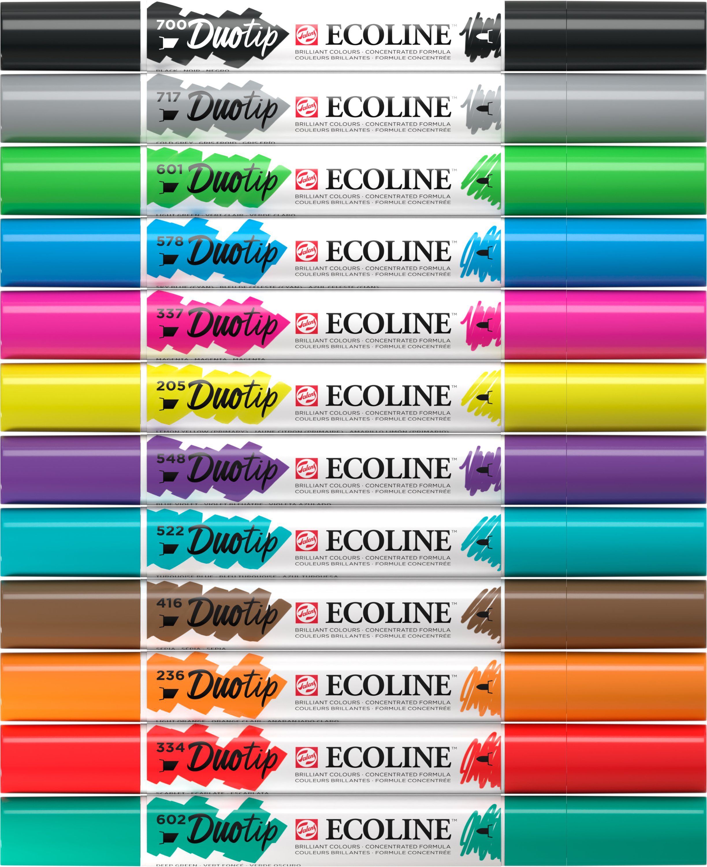 Thumbnail - Talens Aquarellstifte Ecoline Duotip, (12-tlg), Basis-Set mehrere Farben