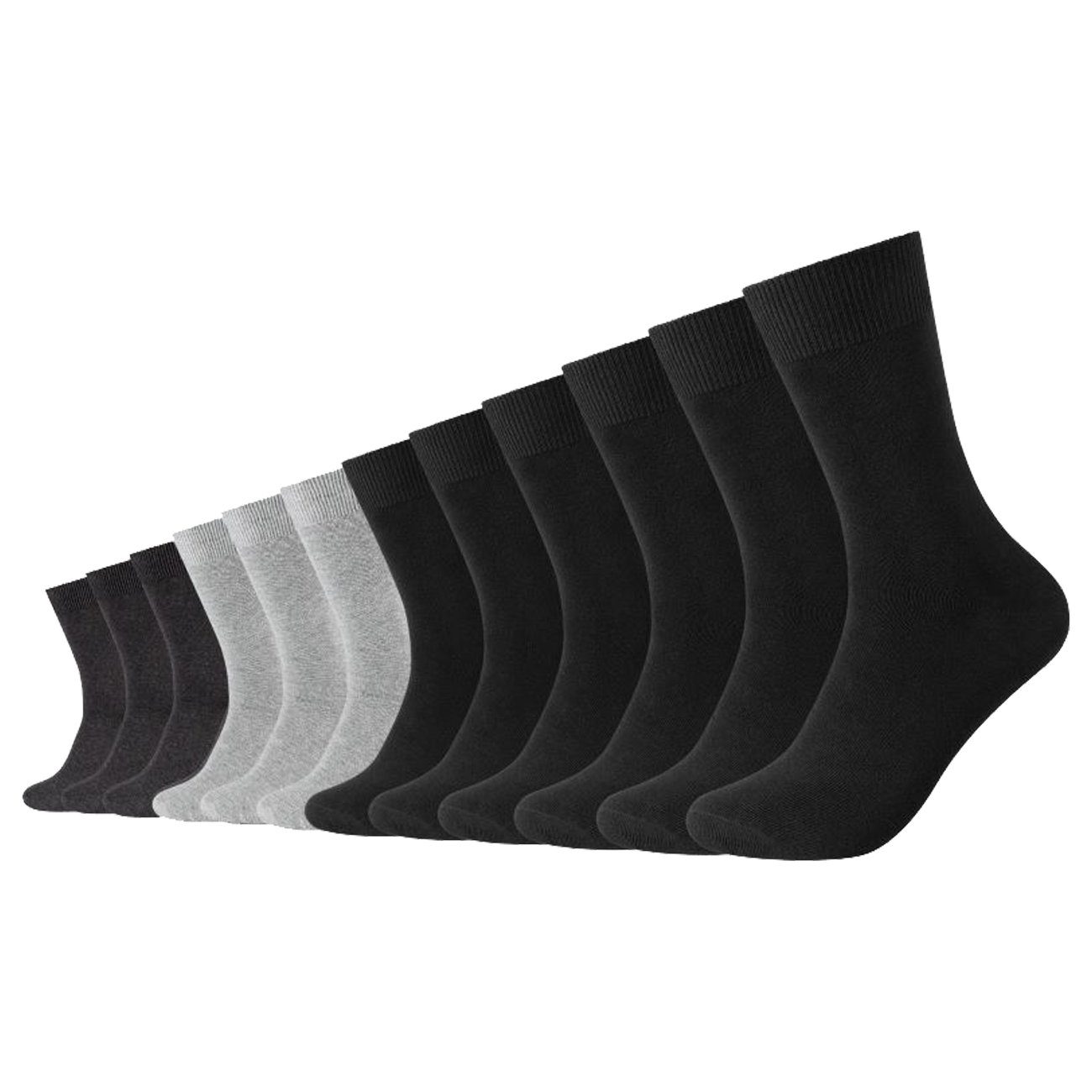 Camano Langsocken Unisex Socken Comfort Cotton Crew (12-Paar) Regularsocken aus pflegeleichter Baumwollmischung Black Mix (9997)