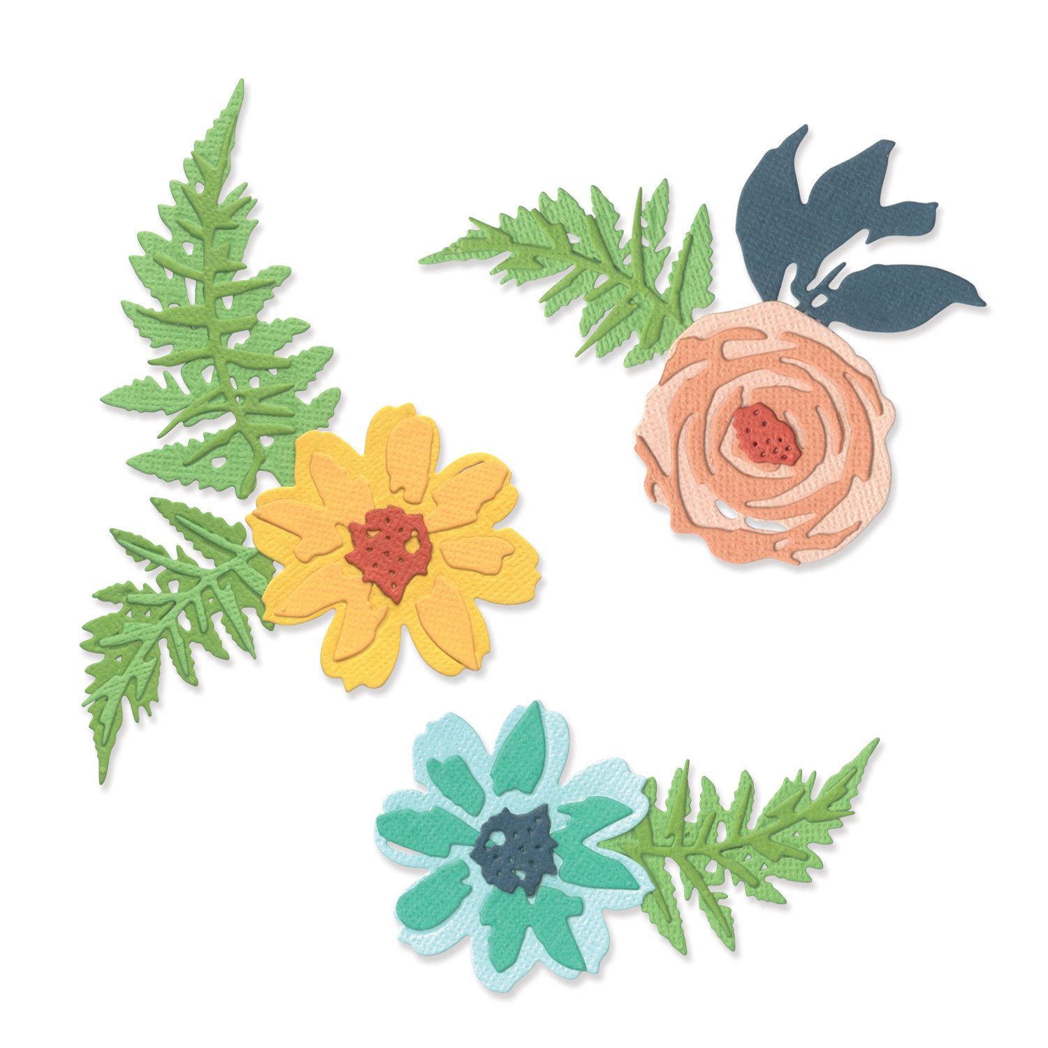 Sizzix Motivschablone Thinlits Stanzschablone Flowers & Fern, 11 Teile