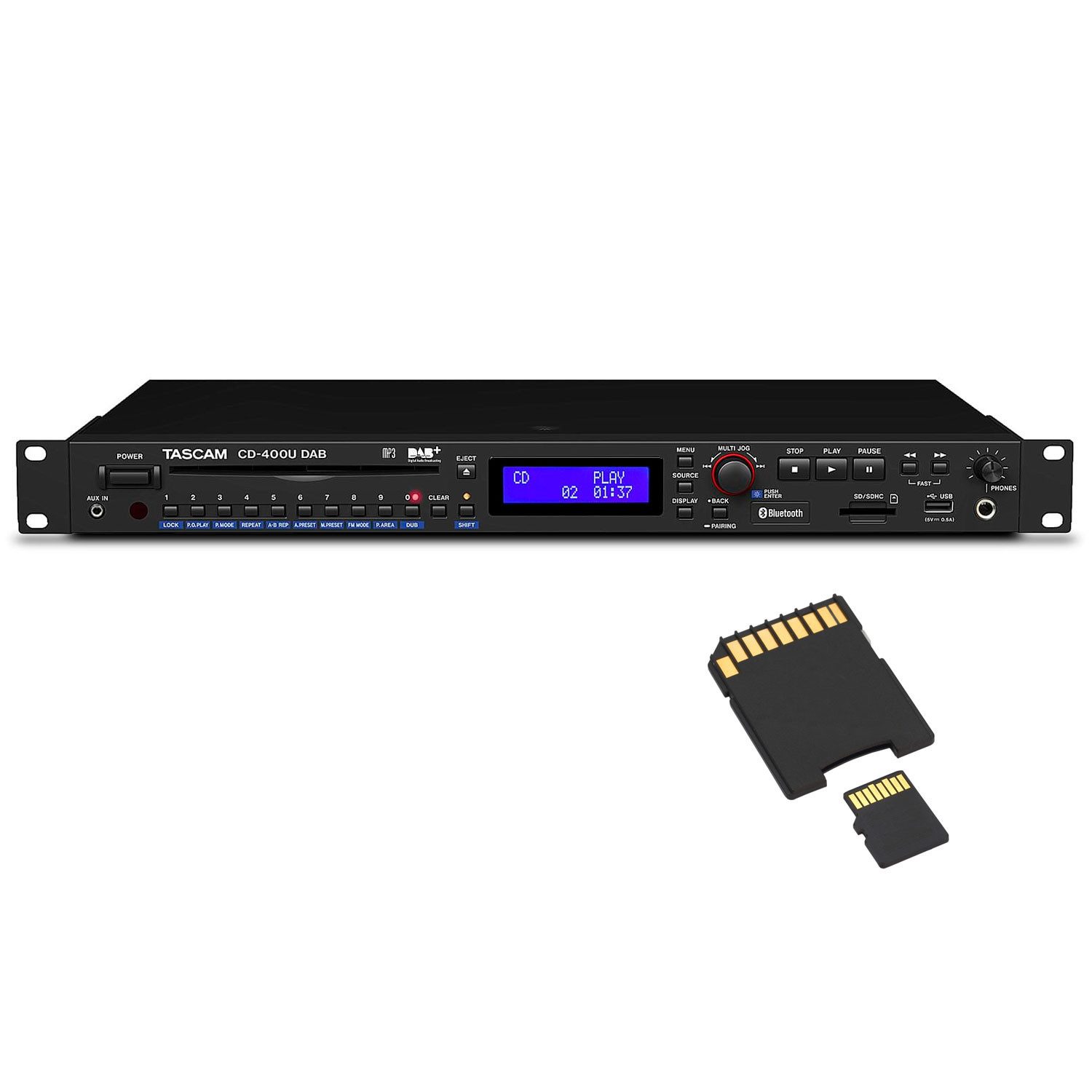 Tascam Tascam Medien-Player CD400UDAB mit Speicherkarte Digitales Aufnahmegerät (CD-Player mit Bluetooth)