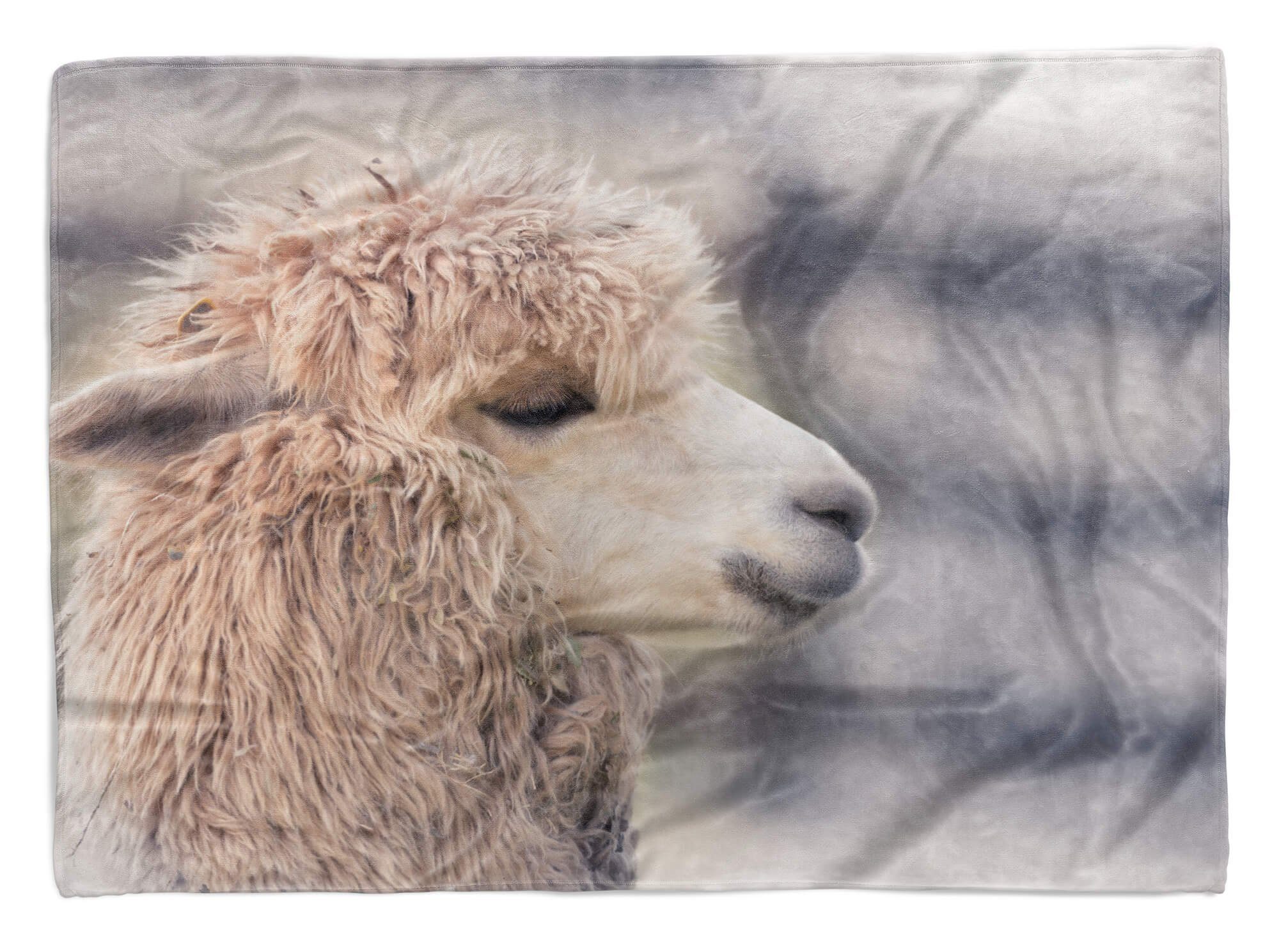 mit Handtuch Lama Tiermotiv Baumwolle-Polyester-Mix Kuscheldecke (1-St), Sinus Handtücher Strandhandtuch Saunatuch flauschig, Art Handtuch