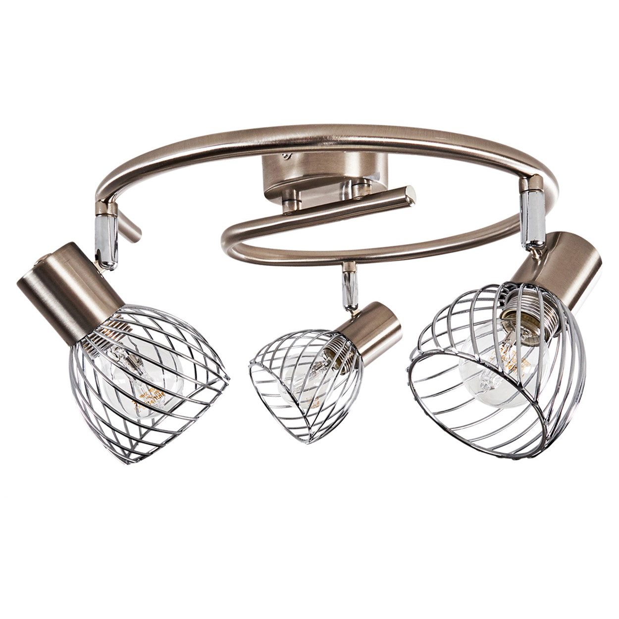 hofstein Deckenleuchte »Seveso« runde Deckenlampe aus Metall in Nickel-matt/Chrom, ohne Leuchtmittel, verstellbare Strahler, E14, in Gitter-Optik, mit Lichteffekt