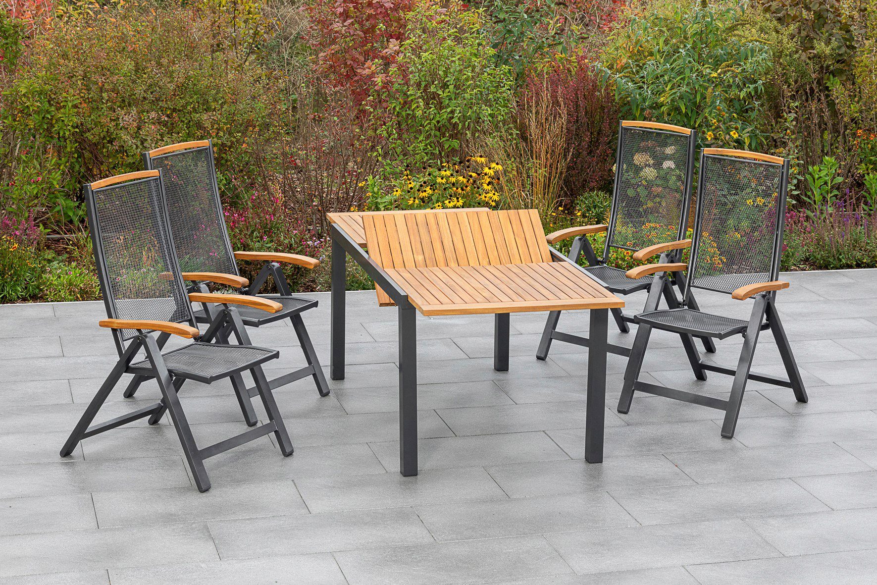 MERXX Garten-Essgruppe Tilos, (5-tlg), 4 Klappsessel günstig online kaufen