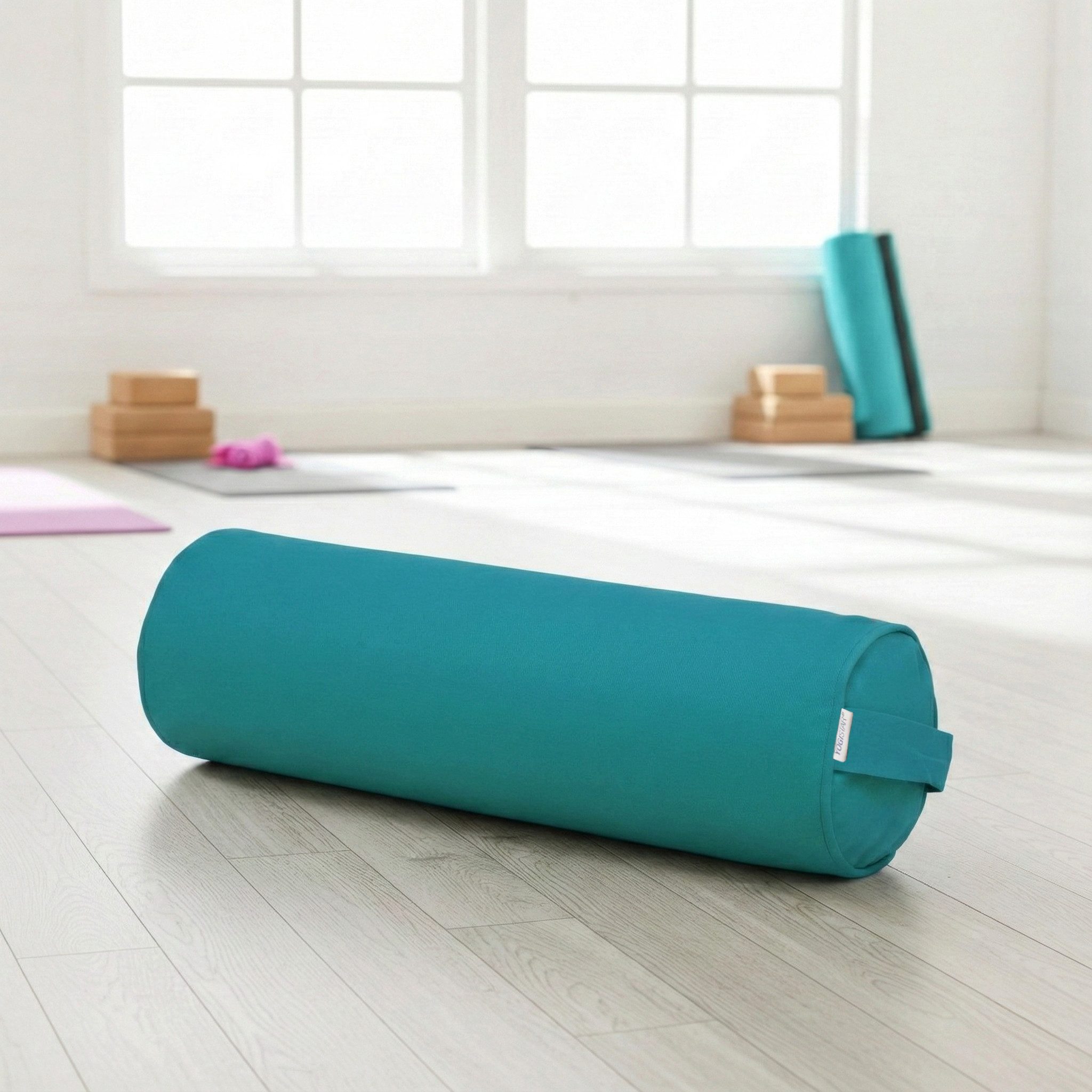 Yogistar Yogakissen Yoga-Bolster yin - basic - rund, Bolster: Baumwollbezug, separates Inlett, Bio-Dinkelspelzfüllung