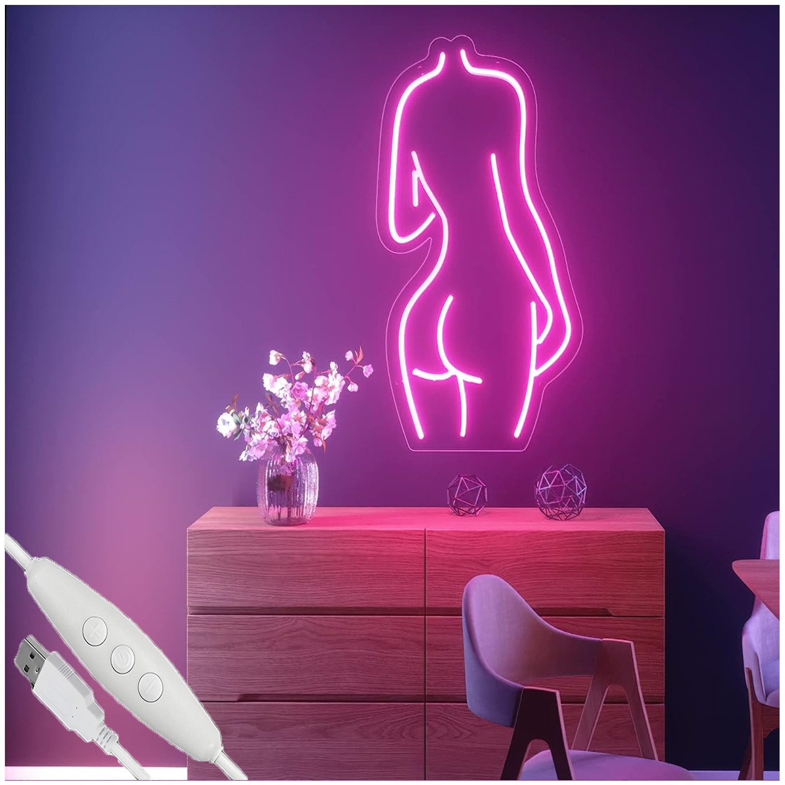 MUPOO LED Dekofigur Lady Back Neon günstig online kaufen