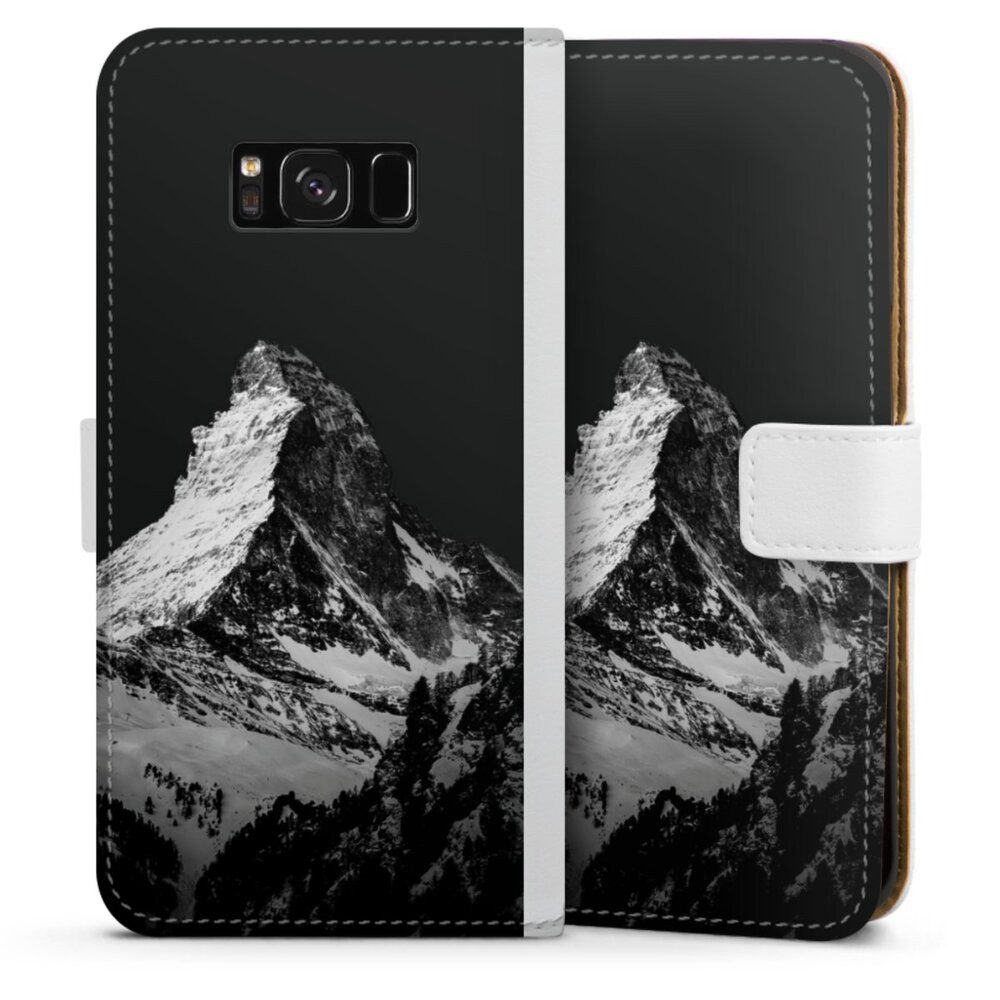DeinDesign Handyhülle Berg Schnee Alpspitze Snow Capped Mountains Grayscale, Samsung Galaxy S8 Plus Hülle Handy Flip Case Wallet Cover