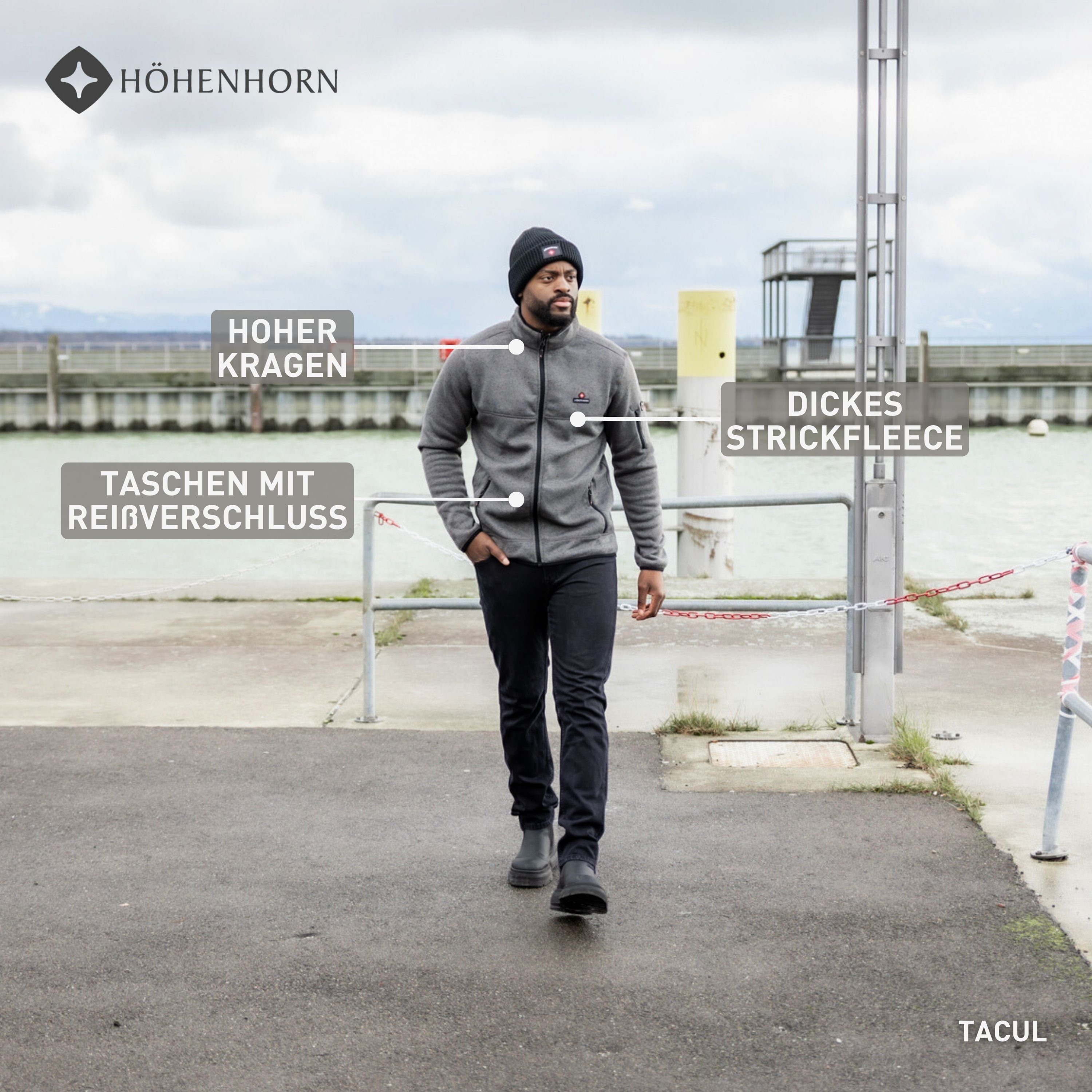 Höhenhorn Strickfleecejacke Herren Jacke Fleece für Männer Strickfleece Outdoor Sweatshirt auch in Großen Größen verfügbar, angenehm weiche Innenseite